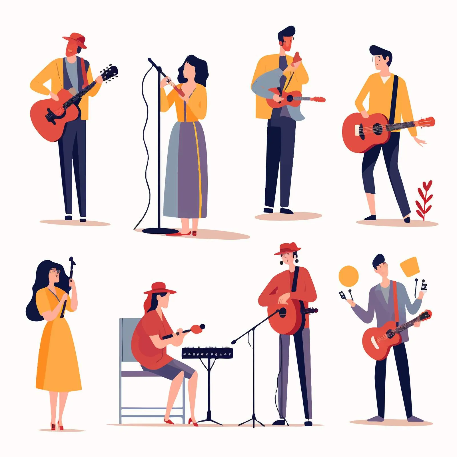 Singers and Musicians with Microphones Vector — free download from Dotvec