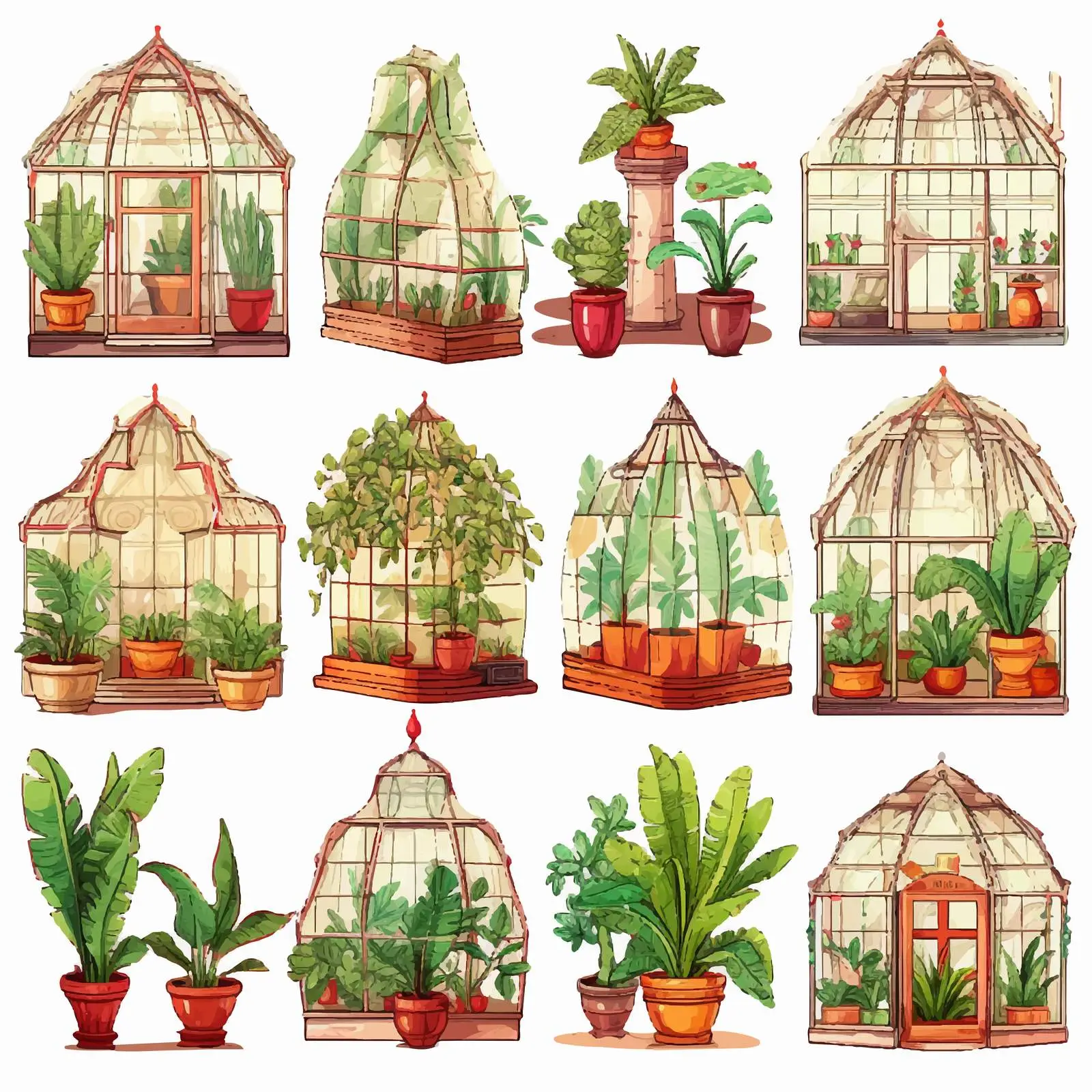 Tropical Greenhouse Sketch Collection – free gardens image from Dotvec
