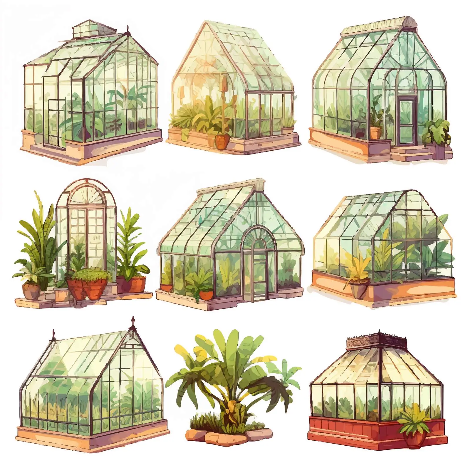 Tropical Greenhouse Sketch Collection — free download from Dotvec