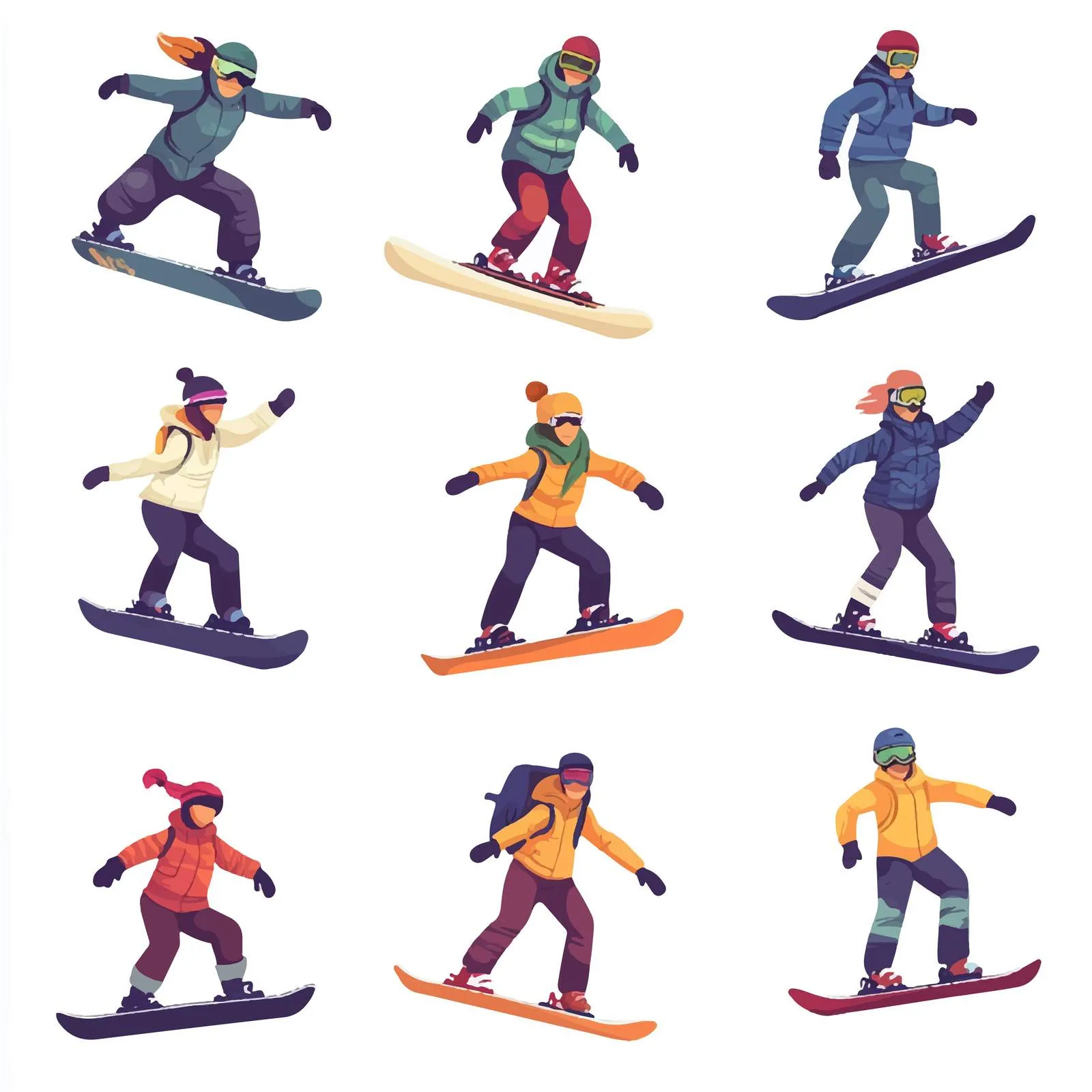 Snowboarders Isolated on White Background Vector — free download from Dotvec