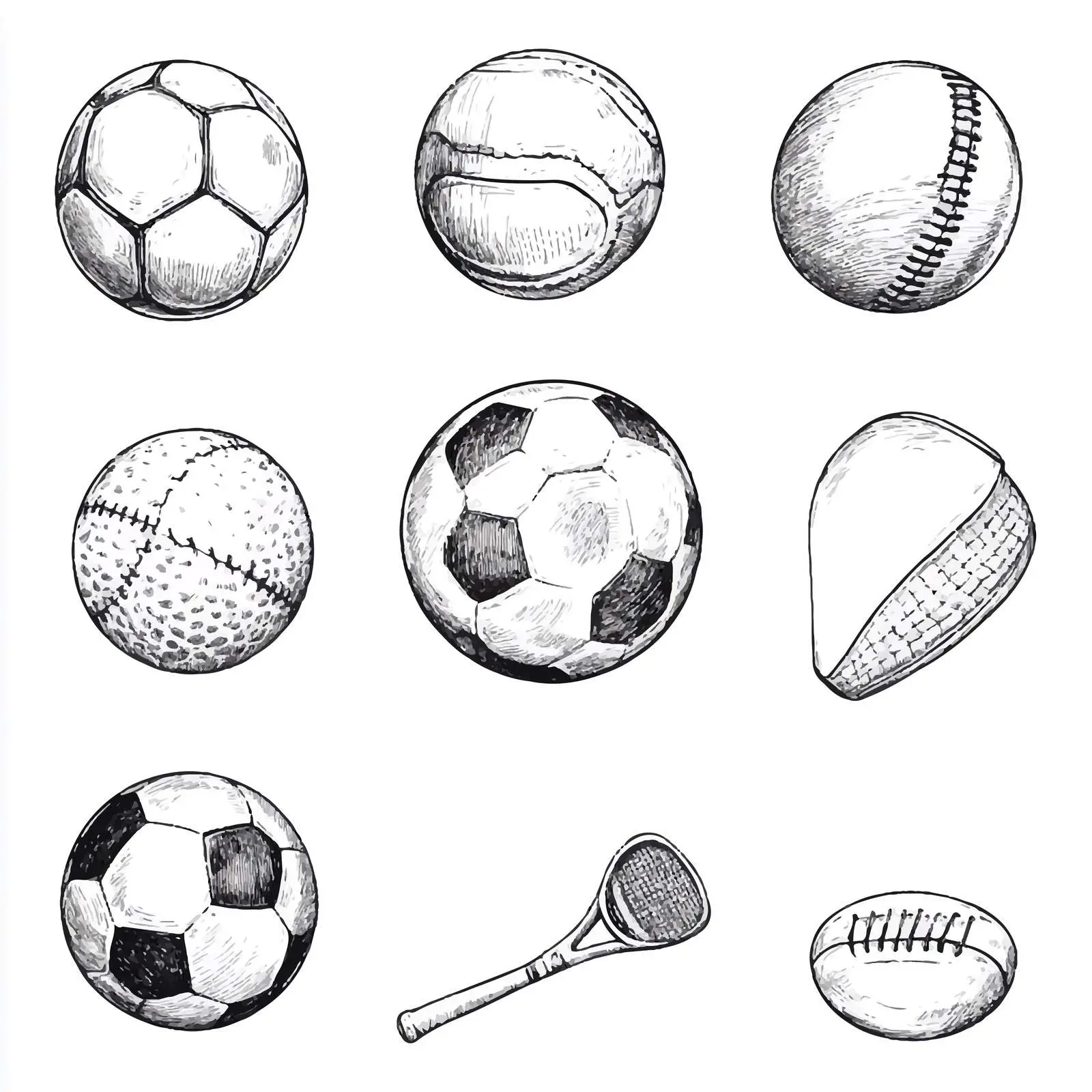 Sporting Items Sketches Collection — free download from Dotvec
