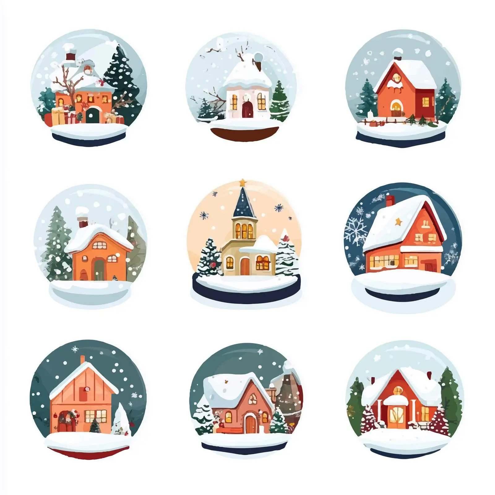 Winter Christmas Village Snow Globe — free download from Dotvec