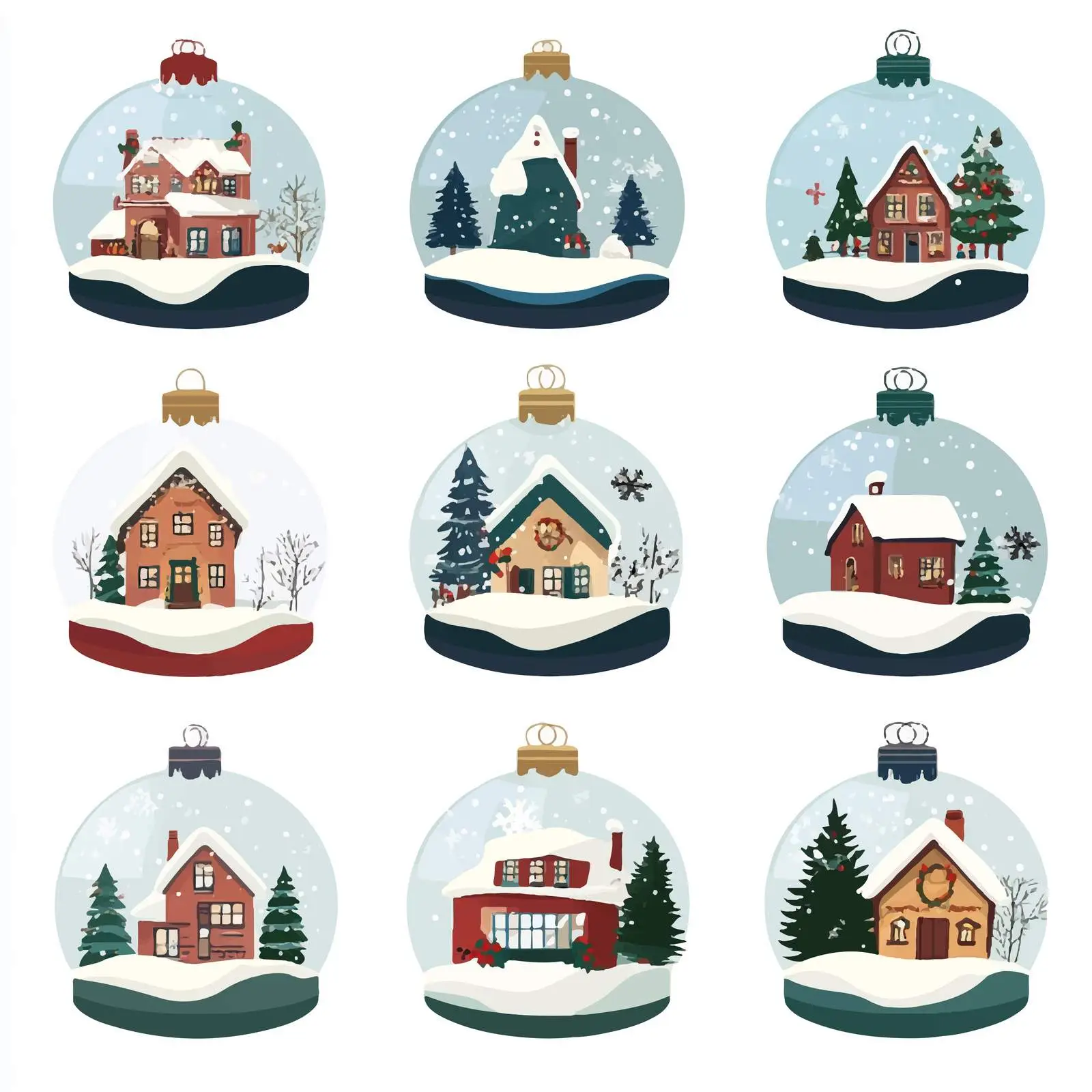 Christmas Village Snow Globe Collection — free download from Dotvec