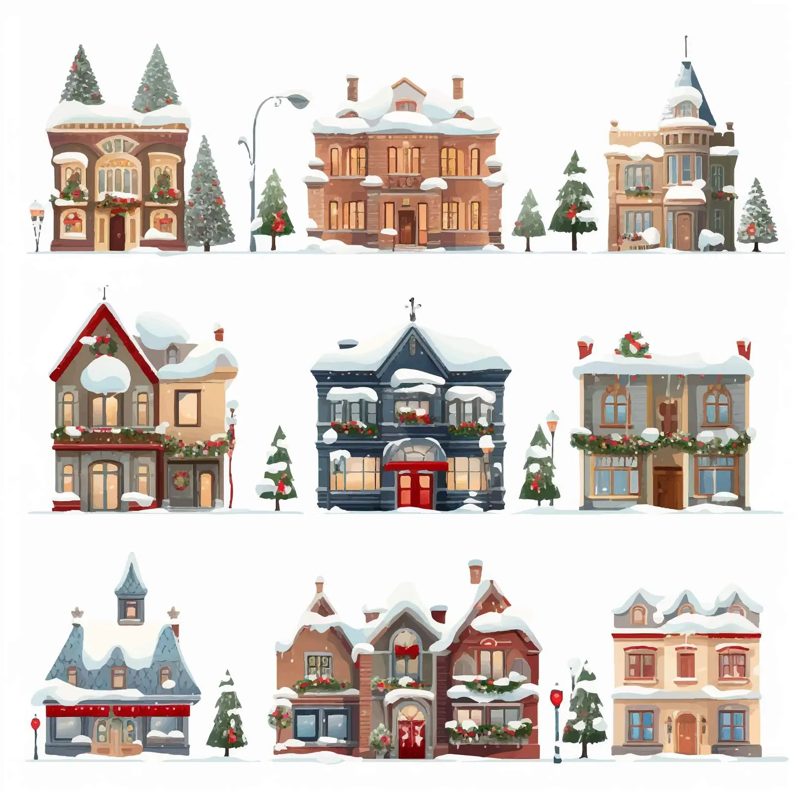 Winter Cityscapes and Urban Landscapes Collection — free download from Dotvec