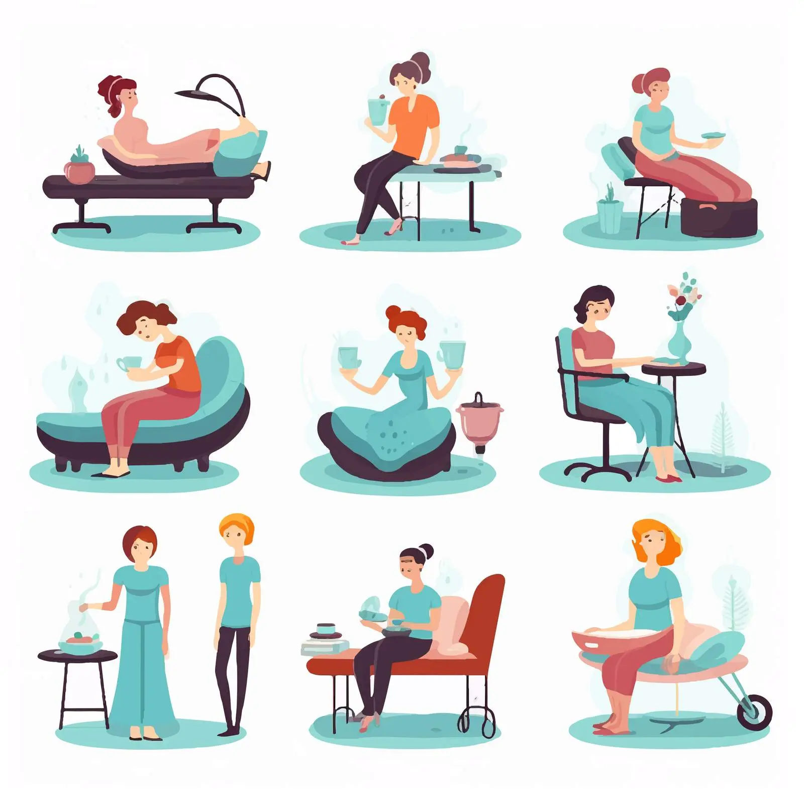 Women Enjoying Spa Treatments Illustration — free download from Dotvec