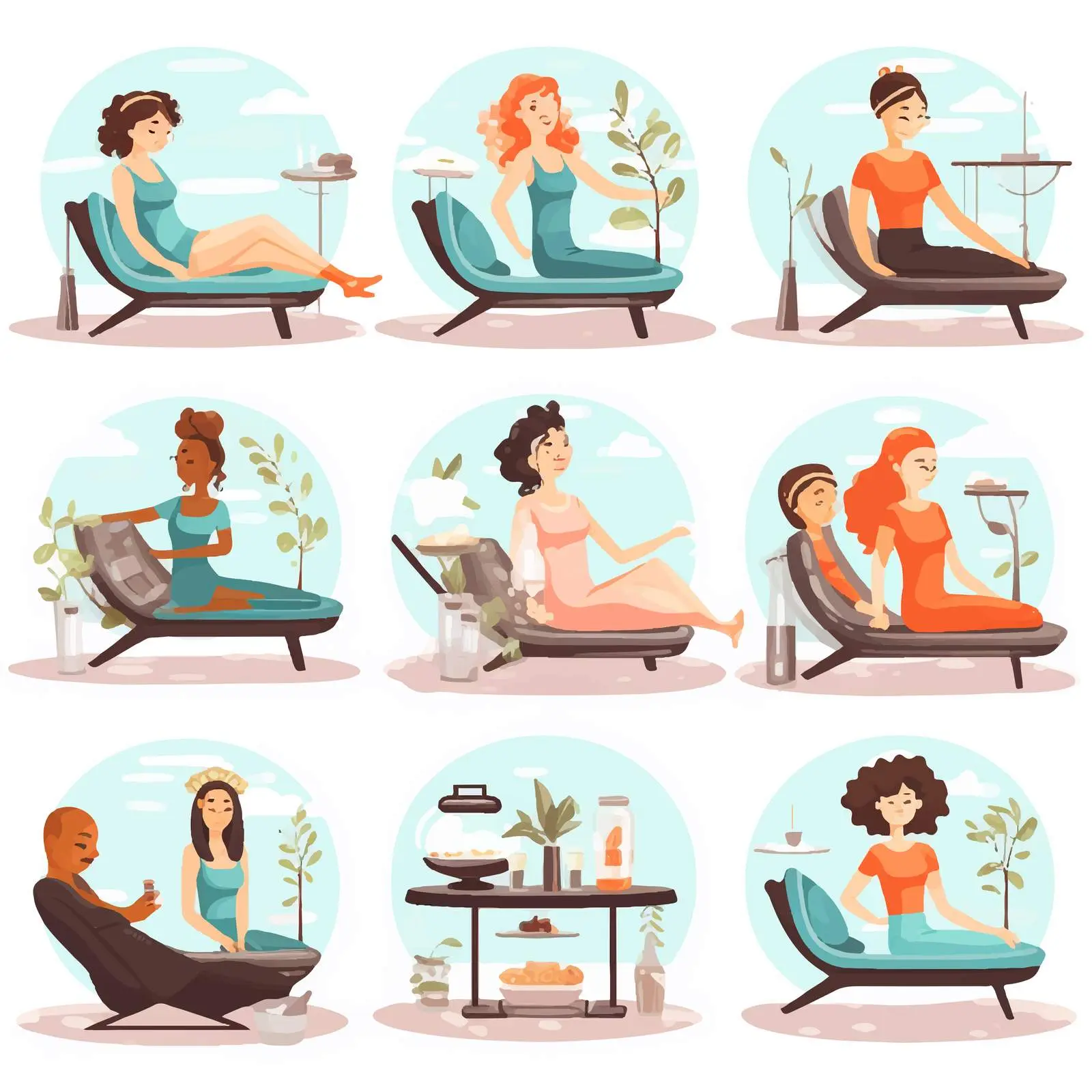 Women Enjoying Spa Treatments Illustration — free download from Dotvec