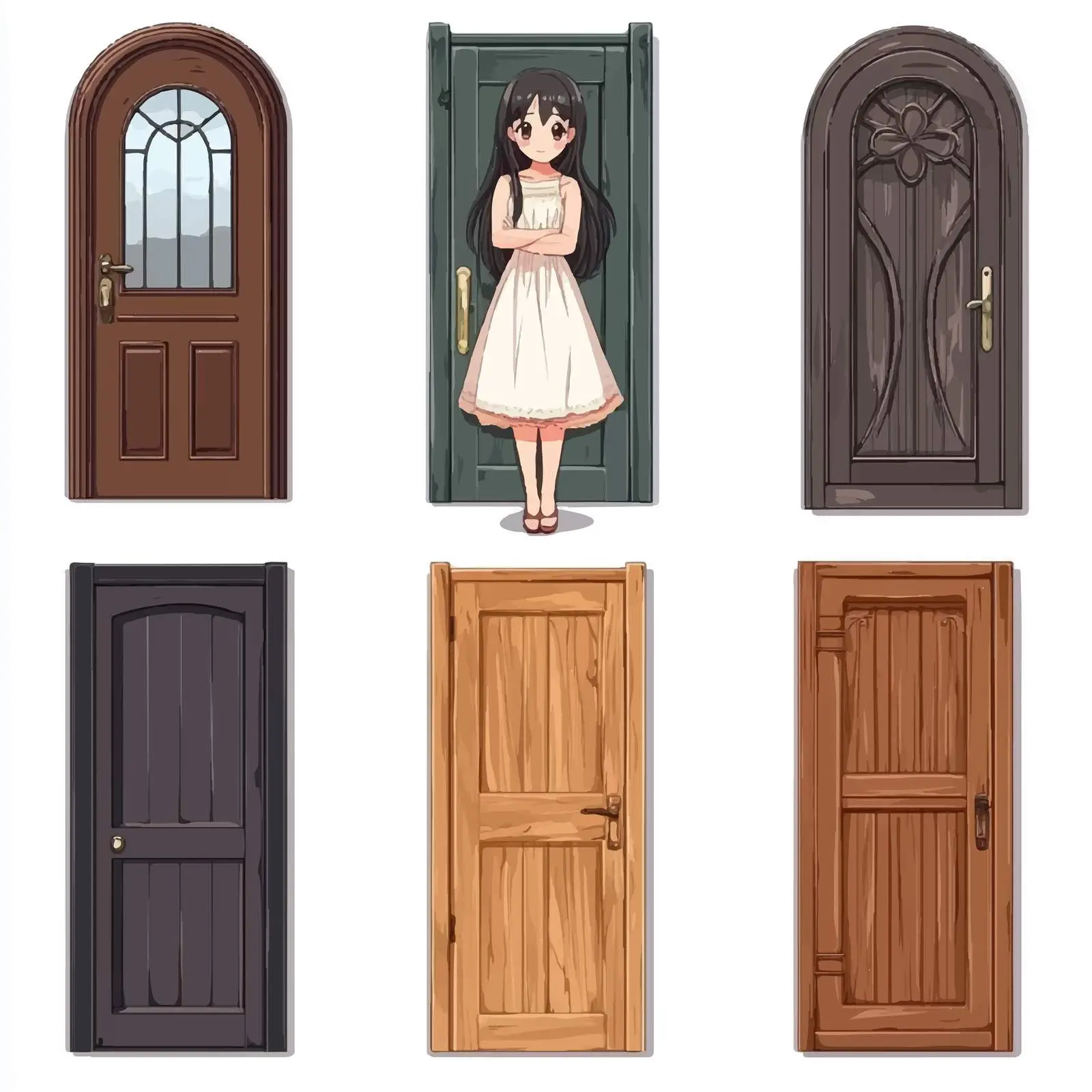 Collection of Wooden Doors Vectors — free download from Dotvec