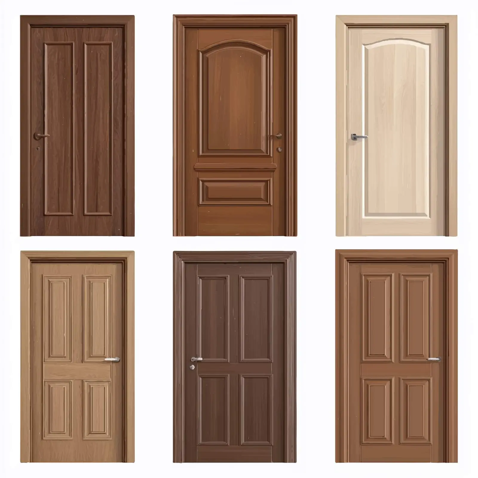 Collection of Wooden Door Vectors — free download from Dotvec