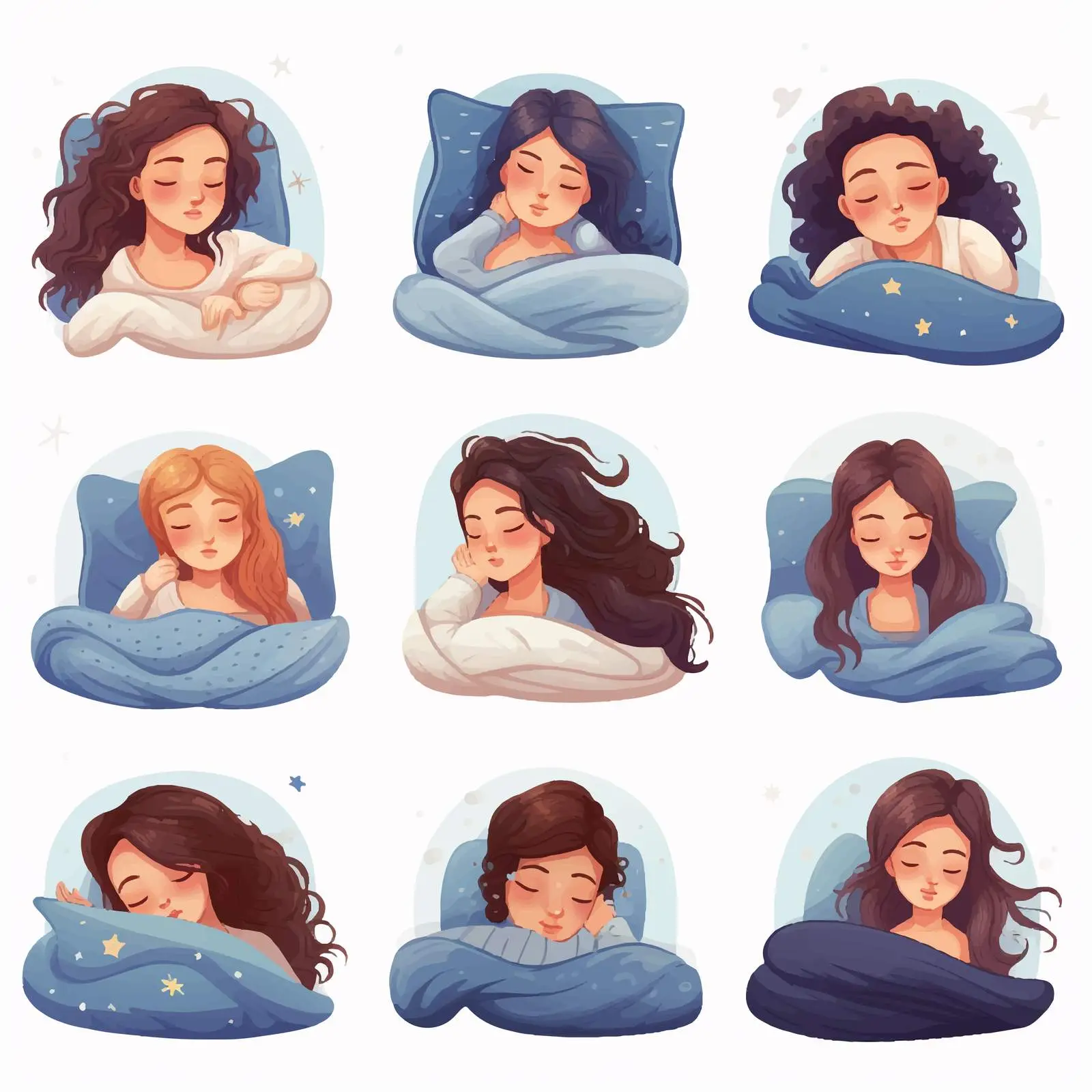 Young Woman Sleeping in Various Poses — free download from Dotvec