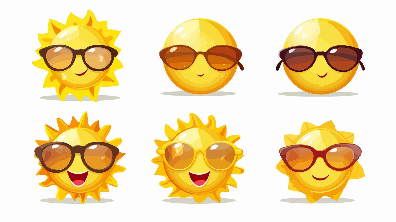Cheerful Sun Cartoon Sunglasses Collection — free download from Dotvec