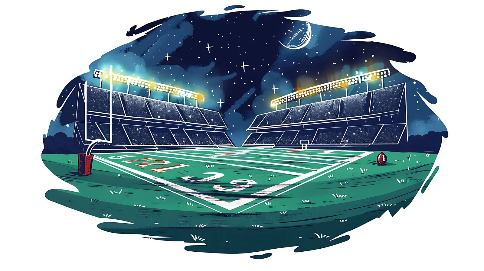 Nighttime college football arranged on tee — free download from Dotvec
