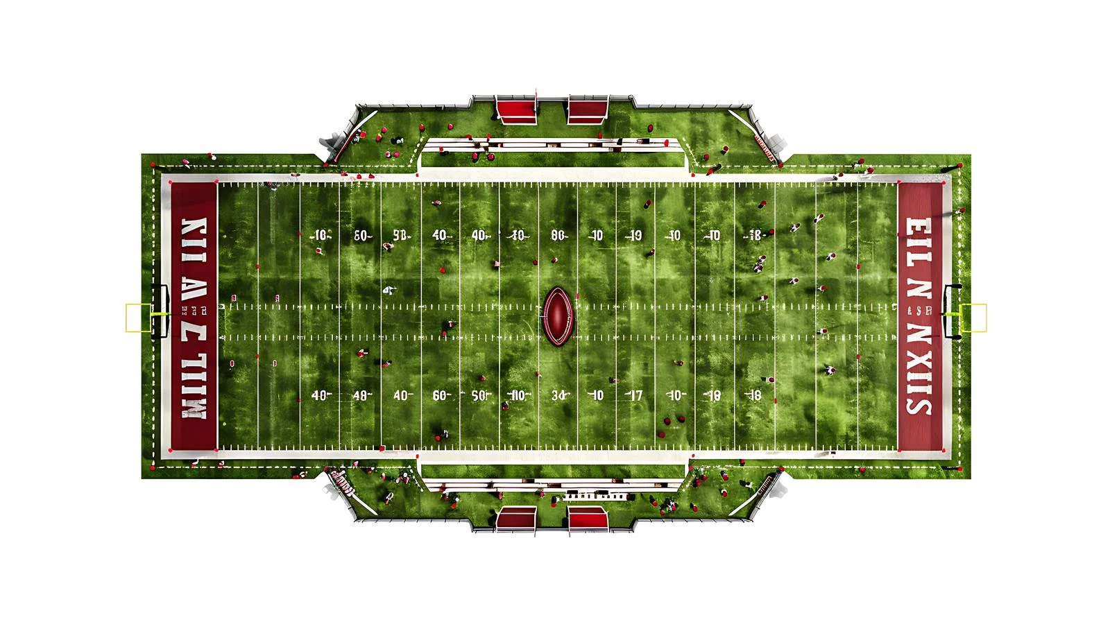 Aerial View of College Football on Yard Line — free download from Dotvec