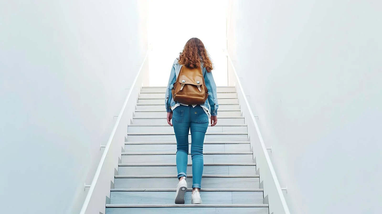 Young Student Climbing Isolated Staircase — free download from Dotvec