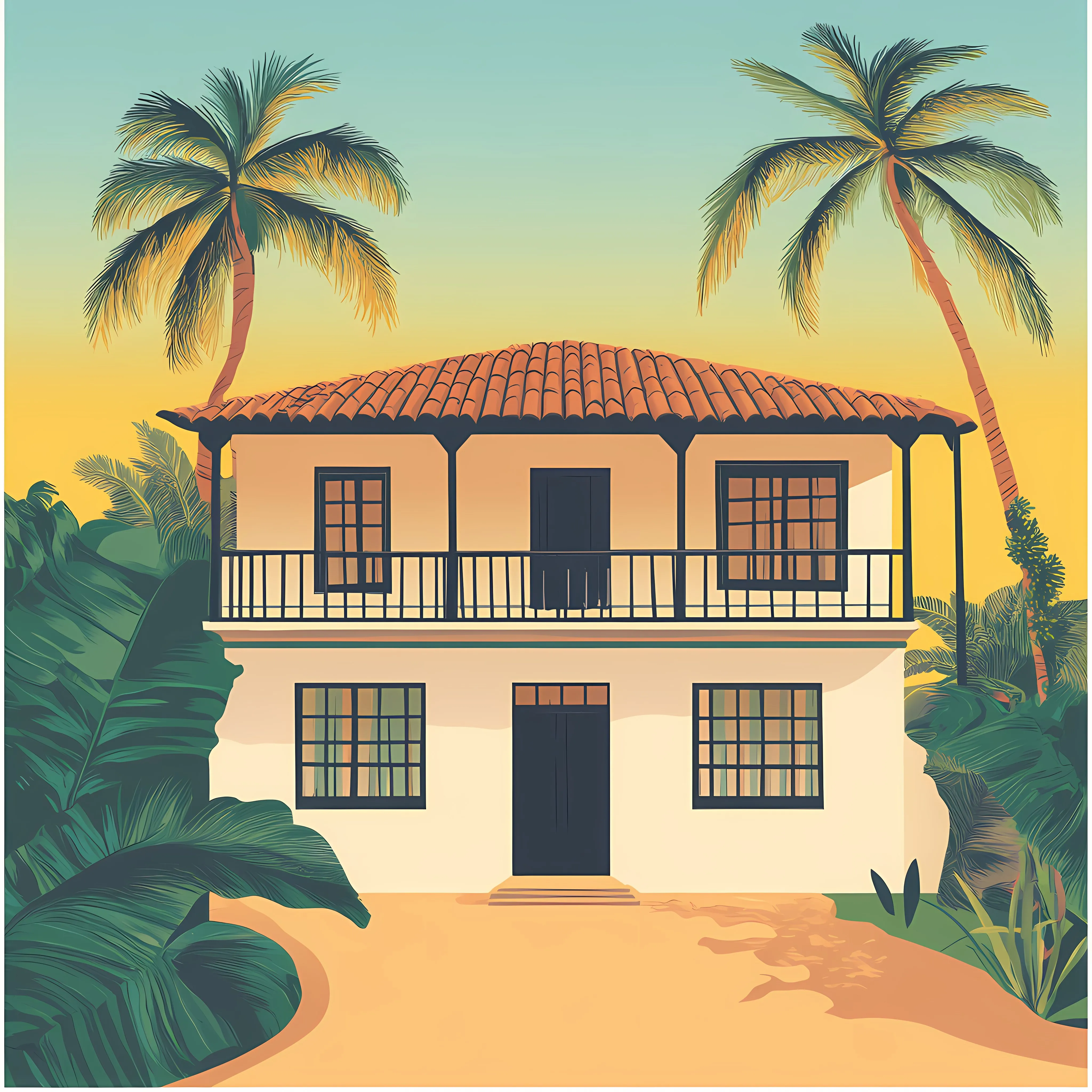 Colombian Traditional House Flat Vector Illustration — free download from Dotvec
