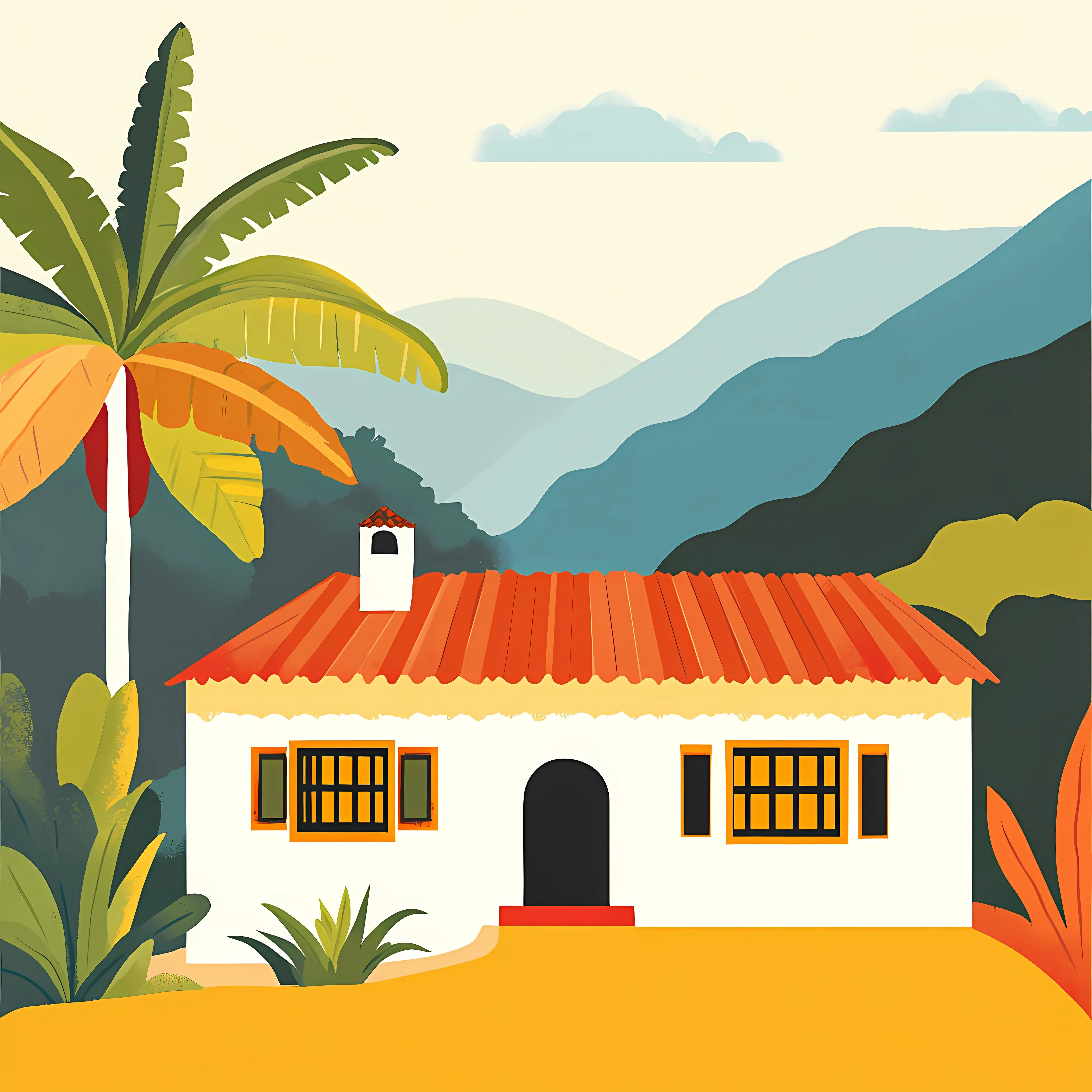Colombian Traditional House Vector Illustration free images image from Dotvec