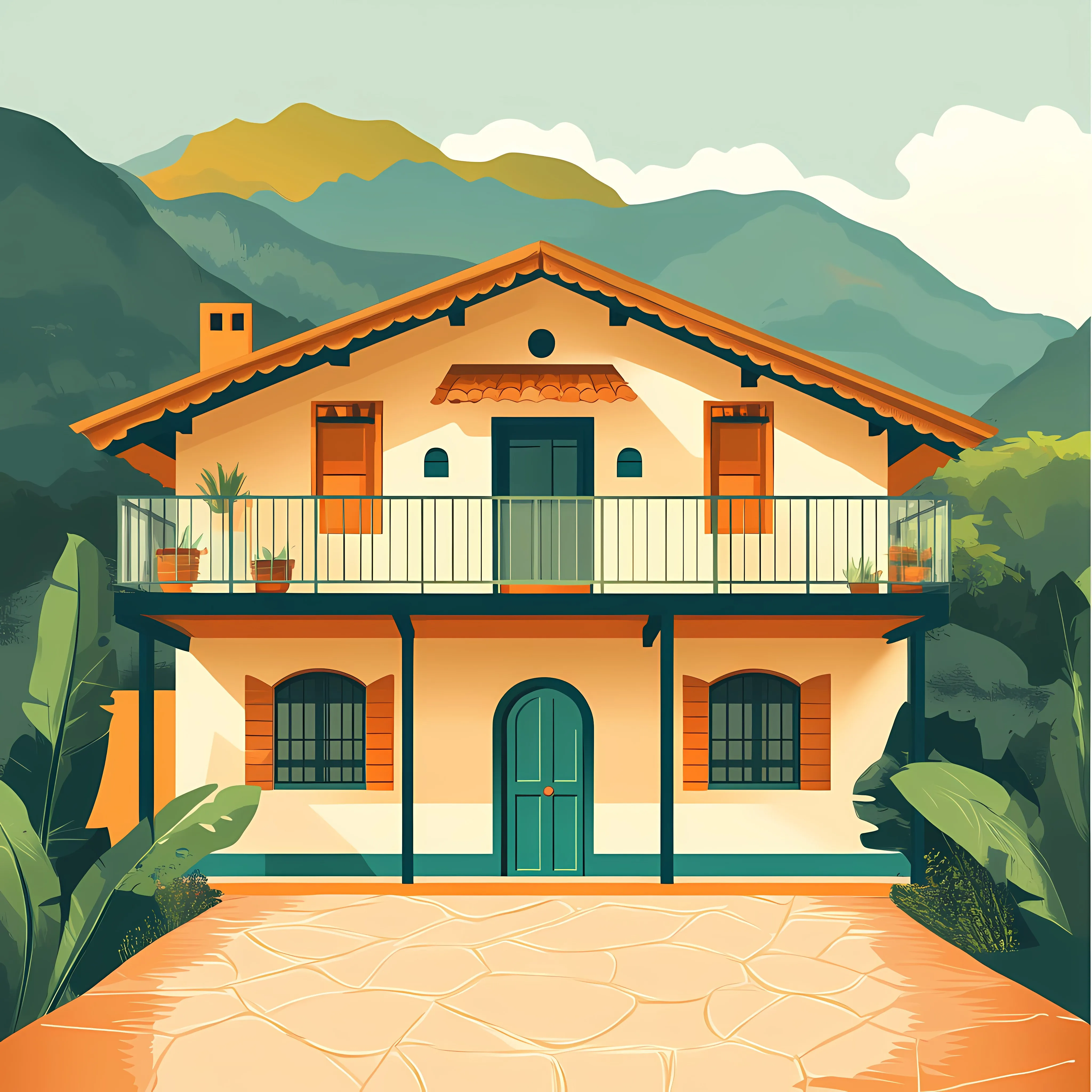 Colombian Traditional House Flat Vector Illustration — free download from Dotvec