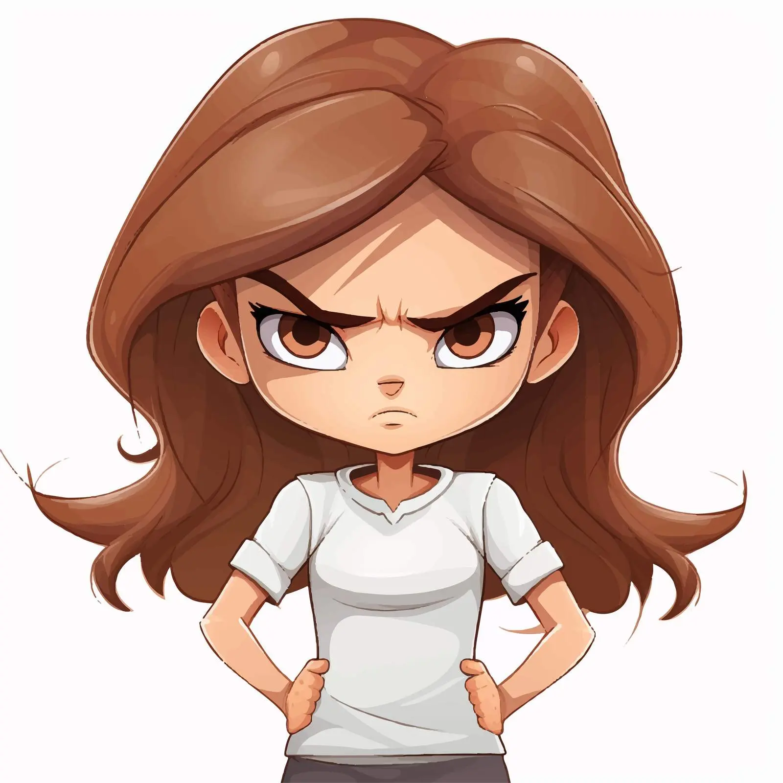 Angry Cartoon Girl Vector Outline Design — free download from Dotvec