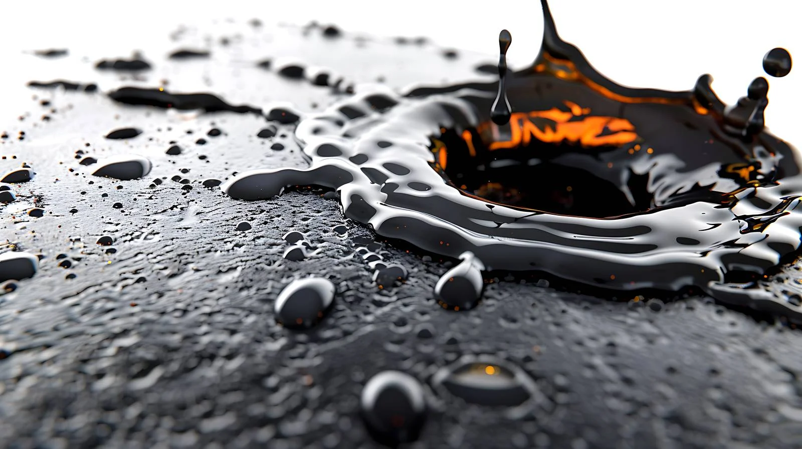 Vibrant gasoline spill on dark industrial pavement — free download from Dotvec