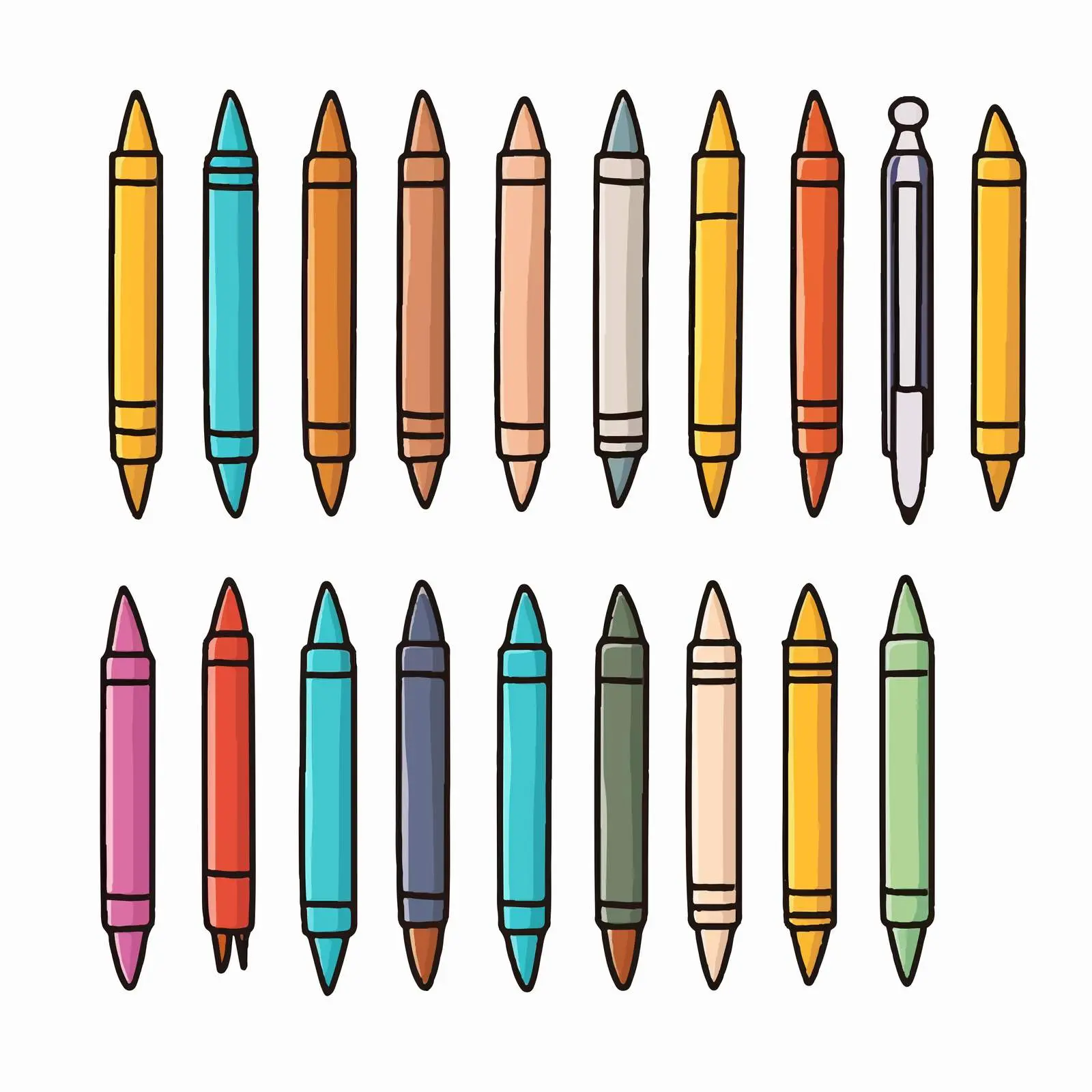 Colorful Markers Vector Illustration on White Background — free download from Dotvec