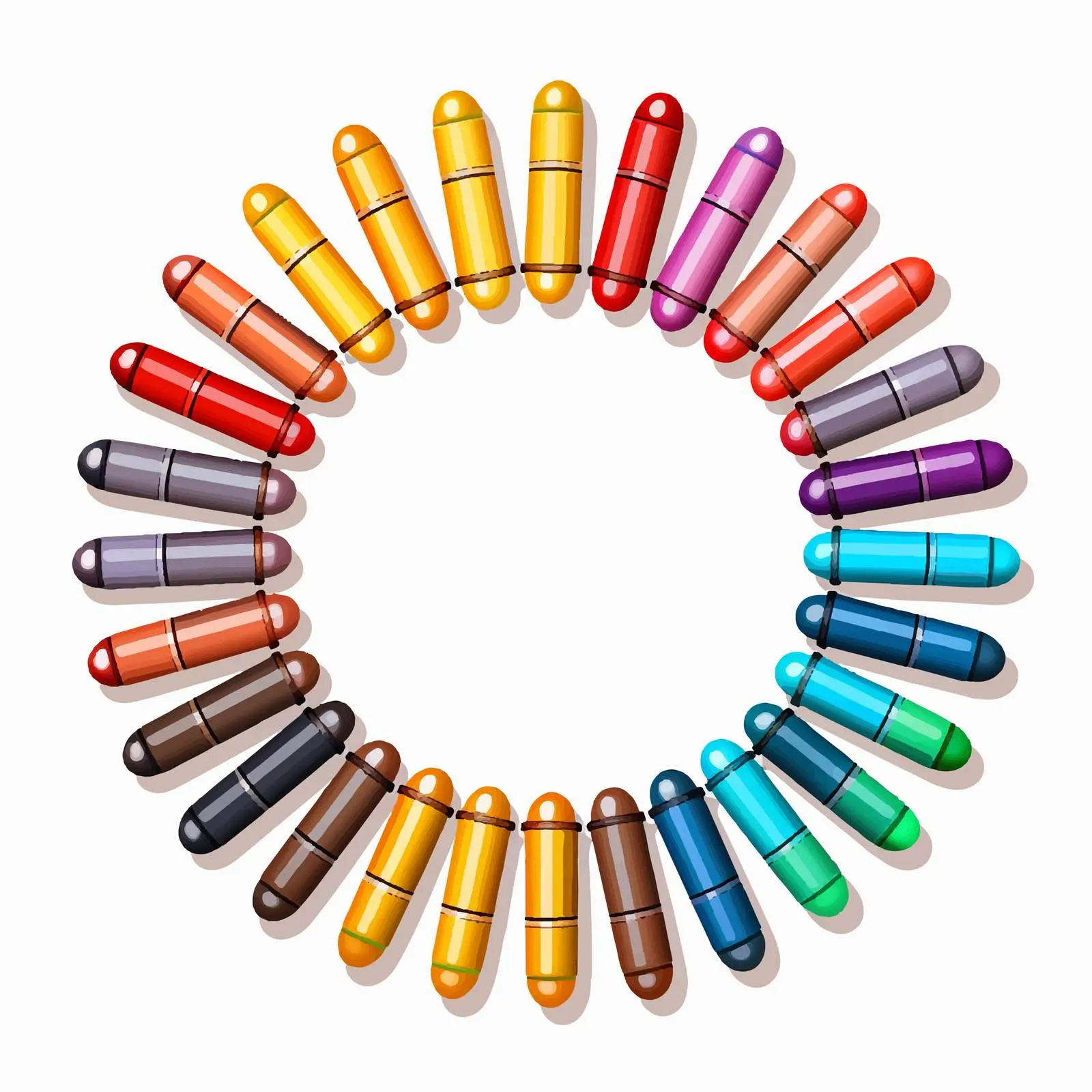 Colorful Markers Vector Illustration on White Background — free download from Dotvec