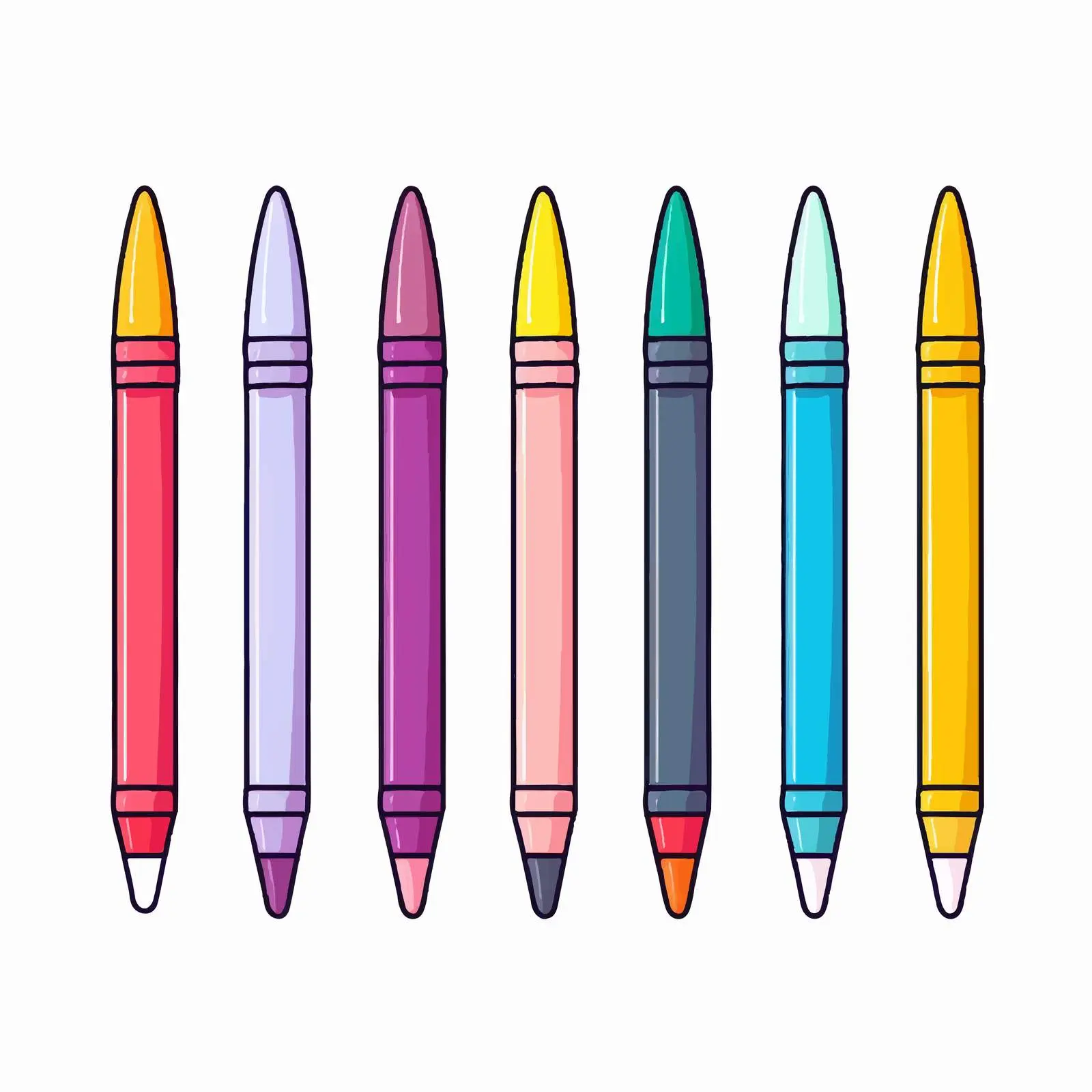 Colorful Markers Vector Illustration on White Background — free download from Dotvec