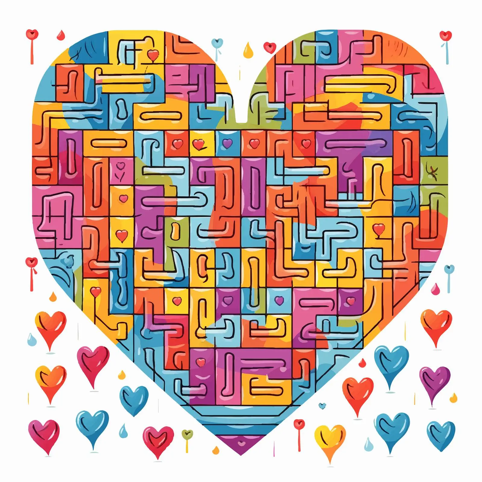 Colorful Square Maze Game for Kids – free matching image from Dotvec