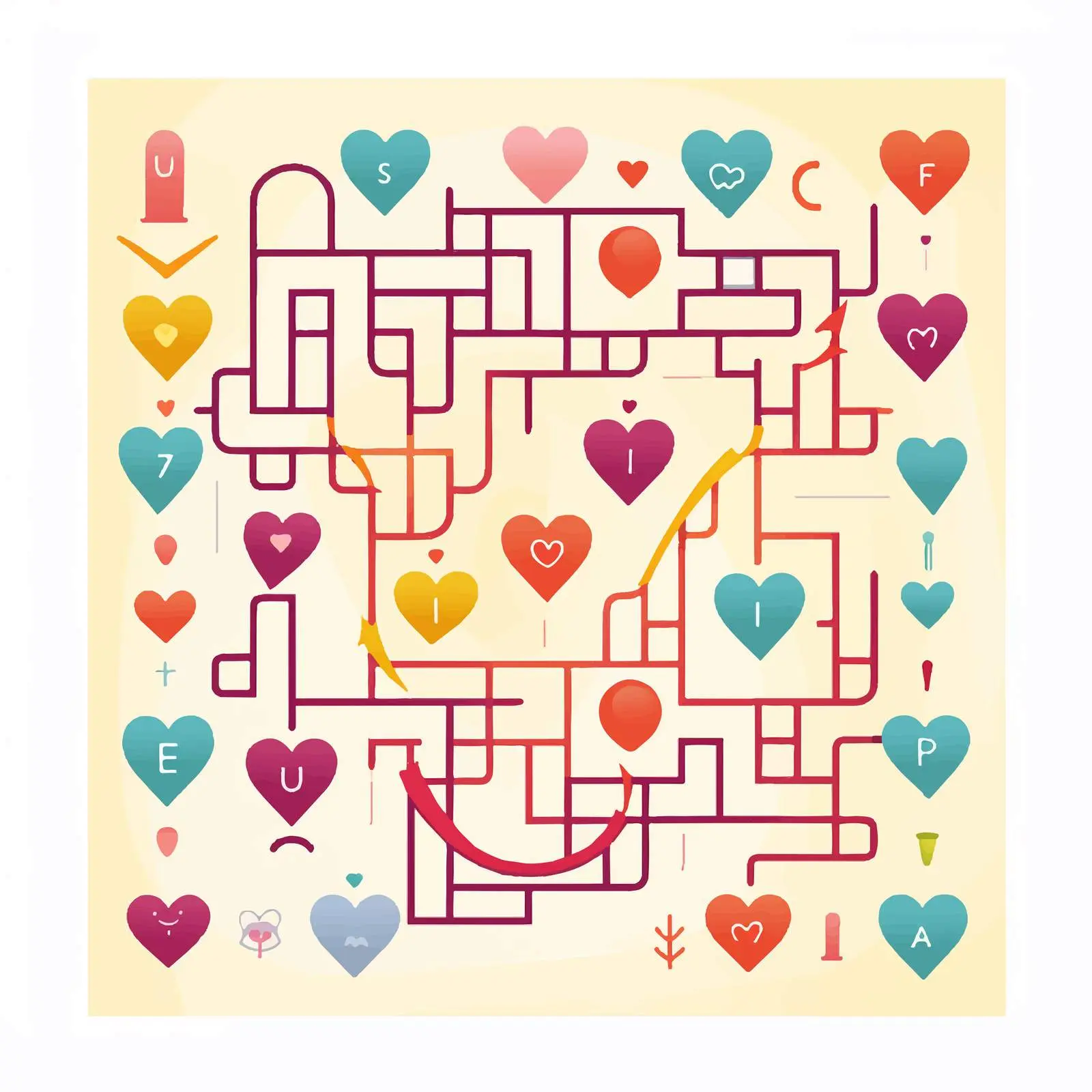 Colorful Square Maze Puzzle for Kids — free download from Dotvec
