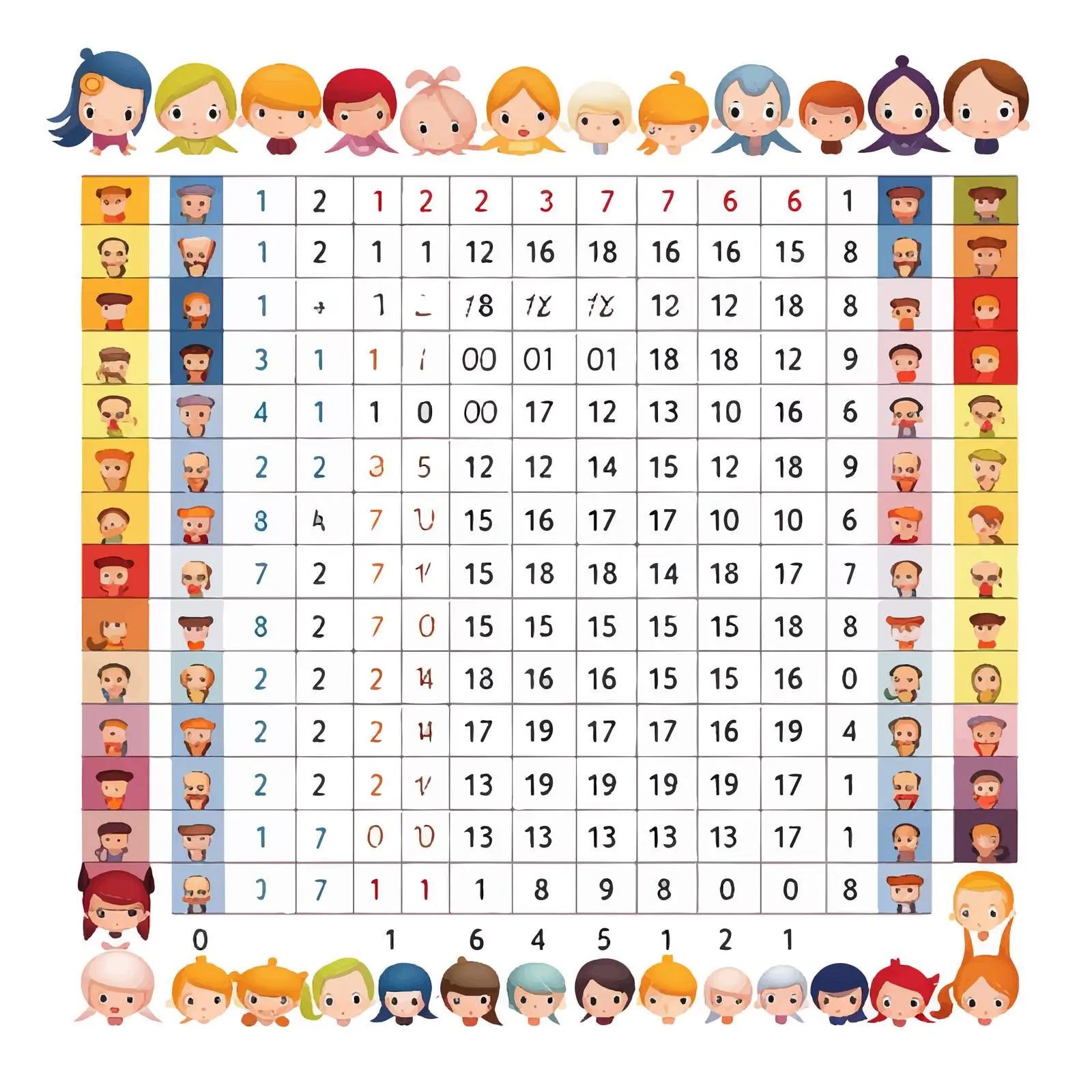 Colorful Multiplication Table for Educational Use – free teaching resources image from Dotvec