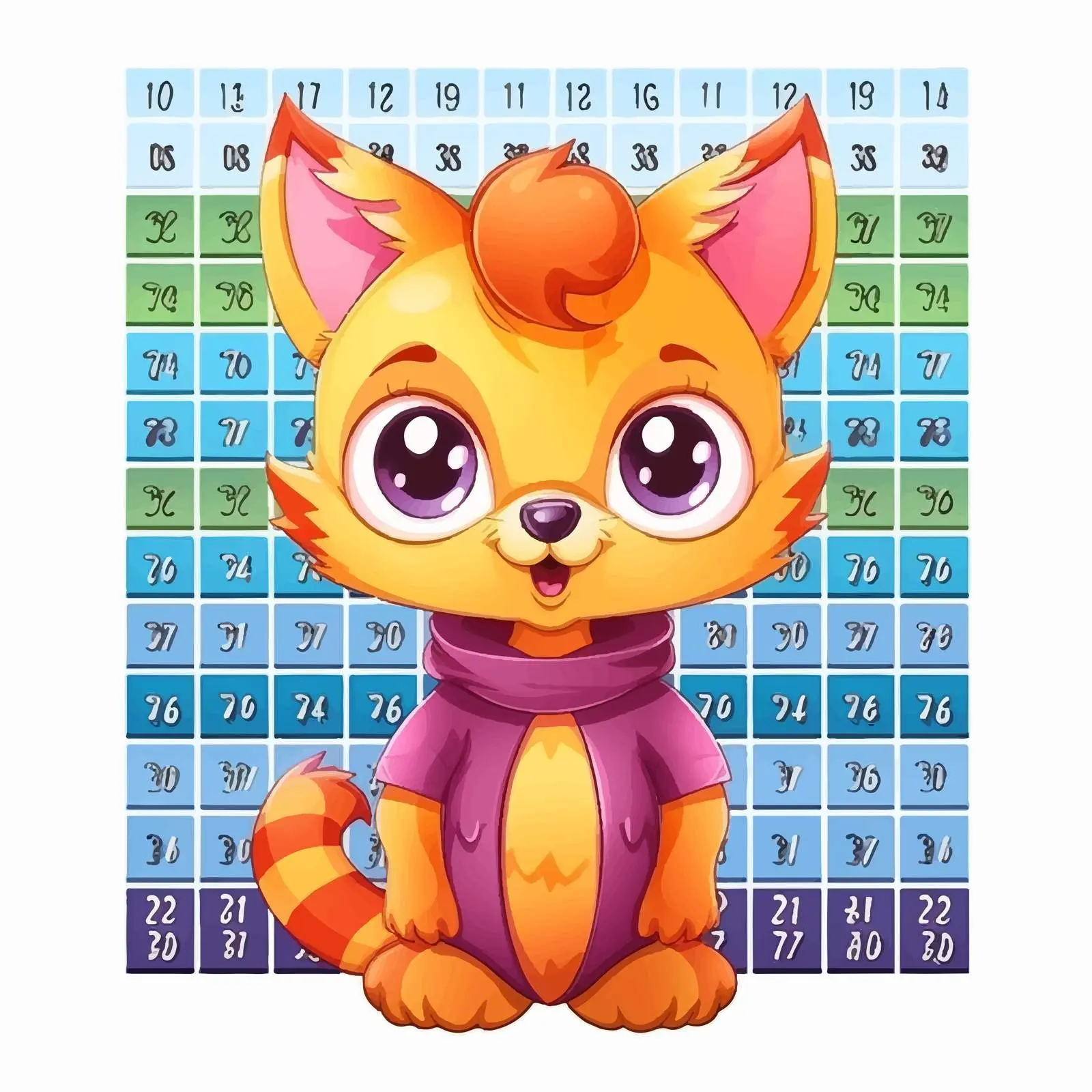 Colorful Multiplication Table from 1 to 100 – free mathematics image from Dotvec