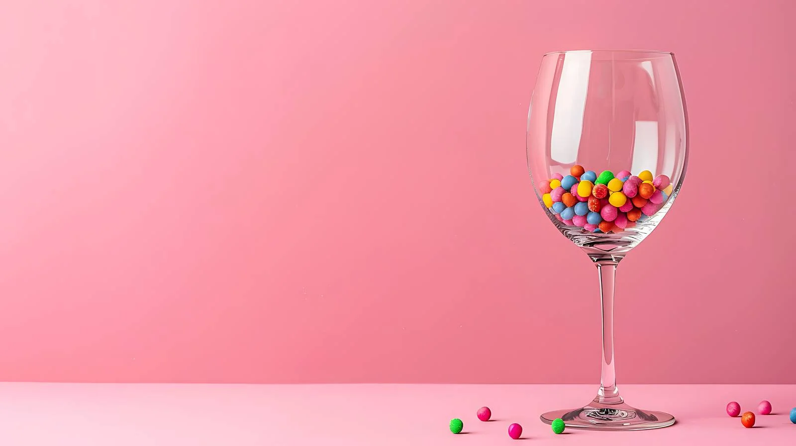 Colorful Candy in Wineglass on Pink Background — free download from Dotvec