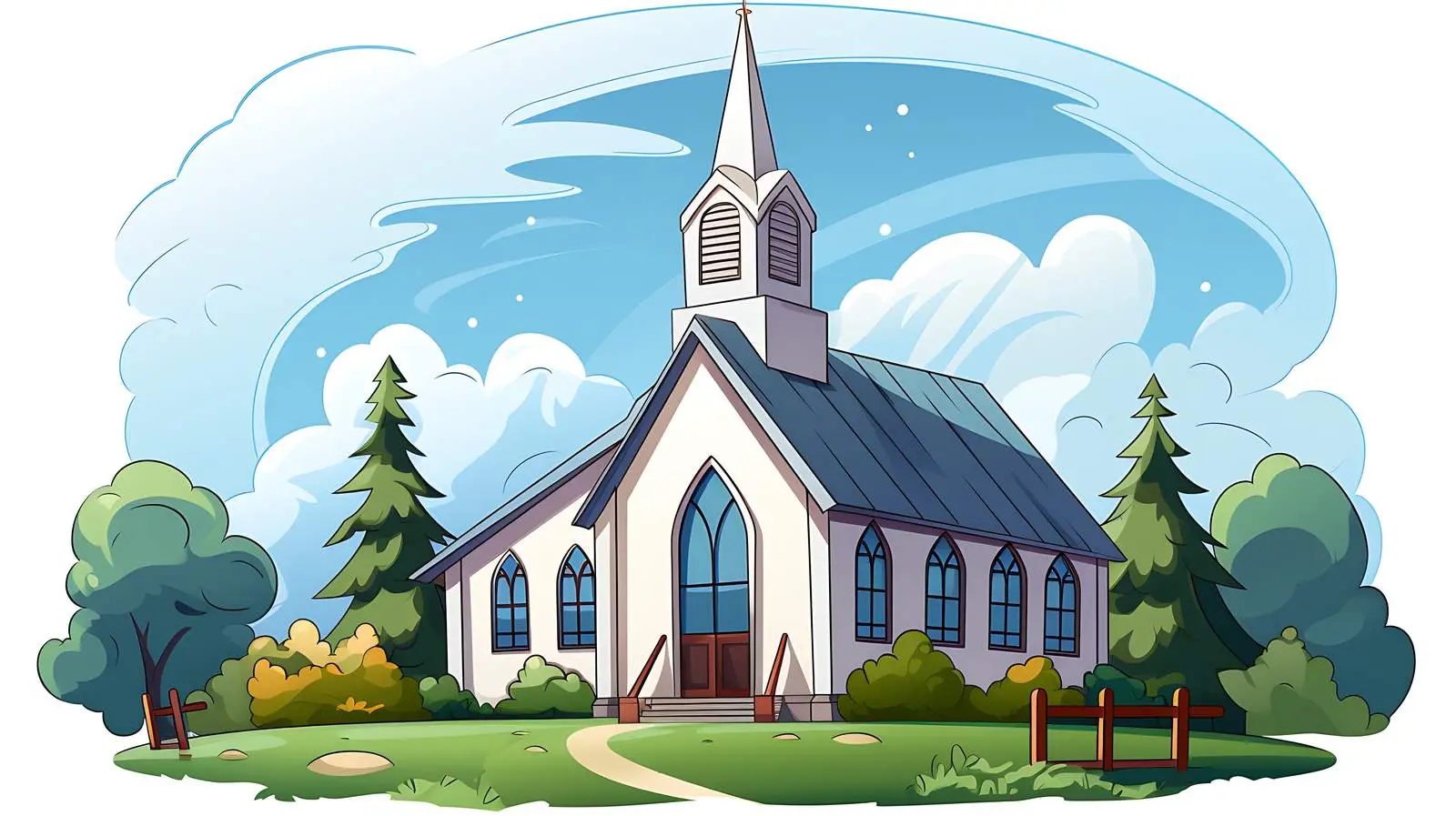 Vibrant Church Building Scene Vector Illustration — free download from Dotvec