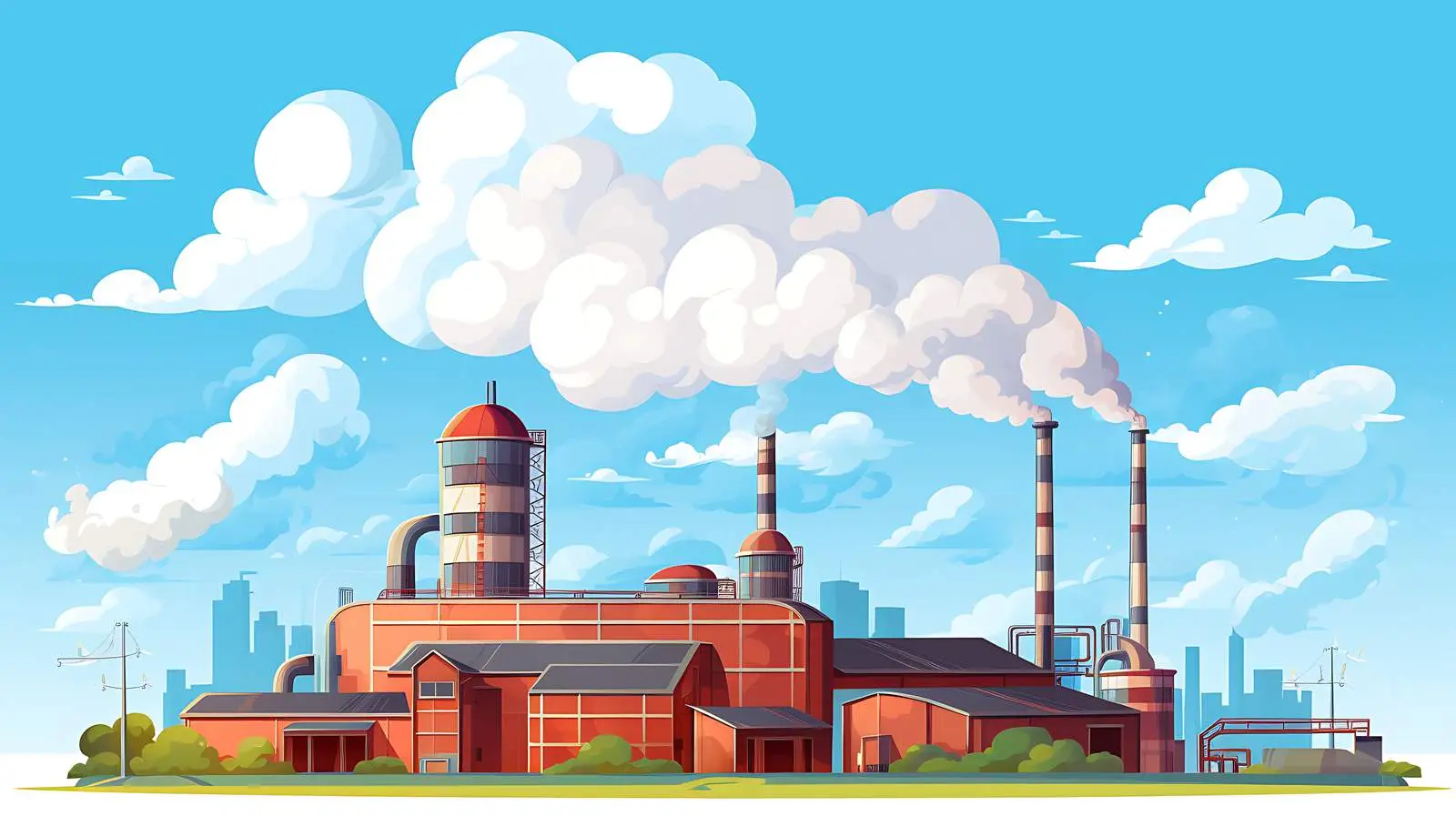 Industrial Landscape with Colorful Factory Building — free download from Dotvec