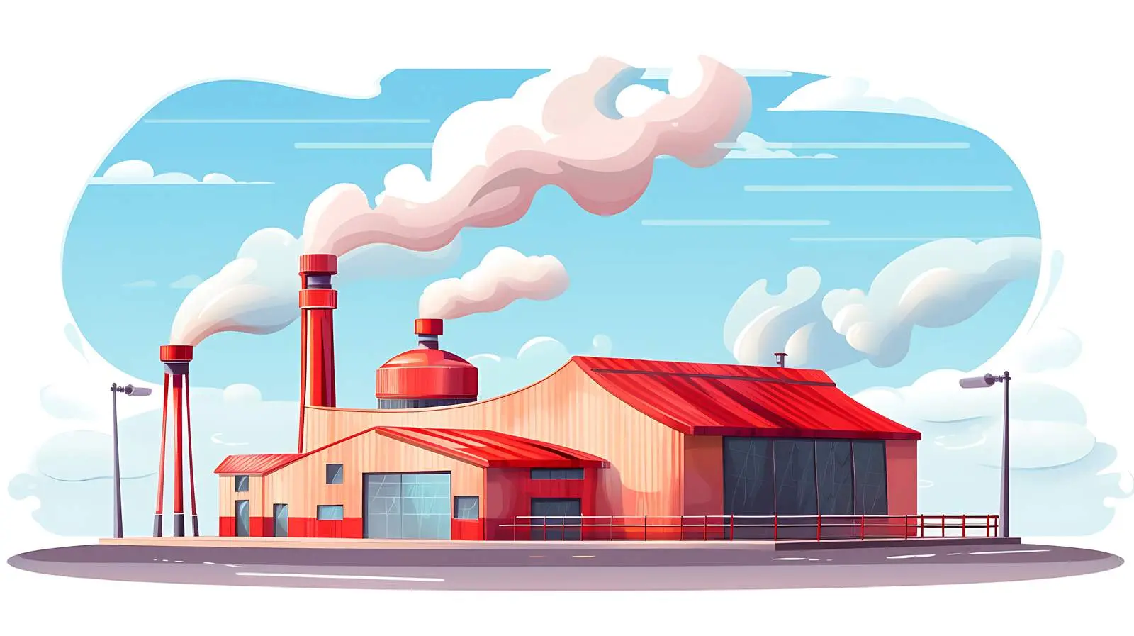 Industrial Factory with Vibrant Sky Illustration — free download from Dotvec