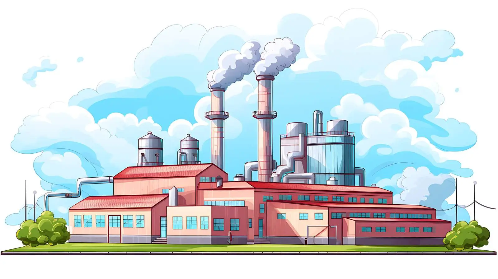 Vibrant Factory Building with Sky Illustration — free download from Dotvec