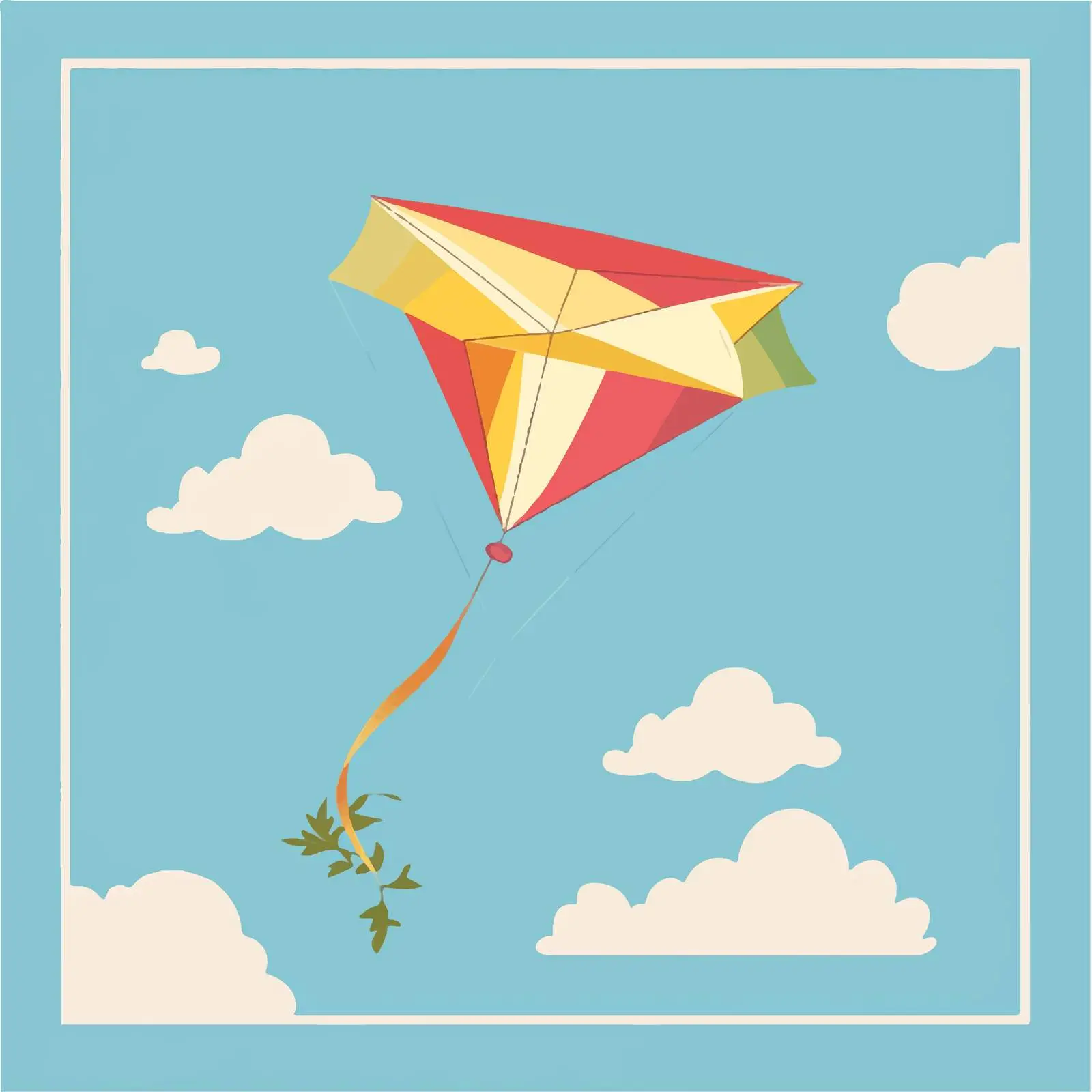 Colorful Kite Flying Vector Illustration — free download from Dotvec