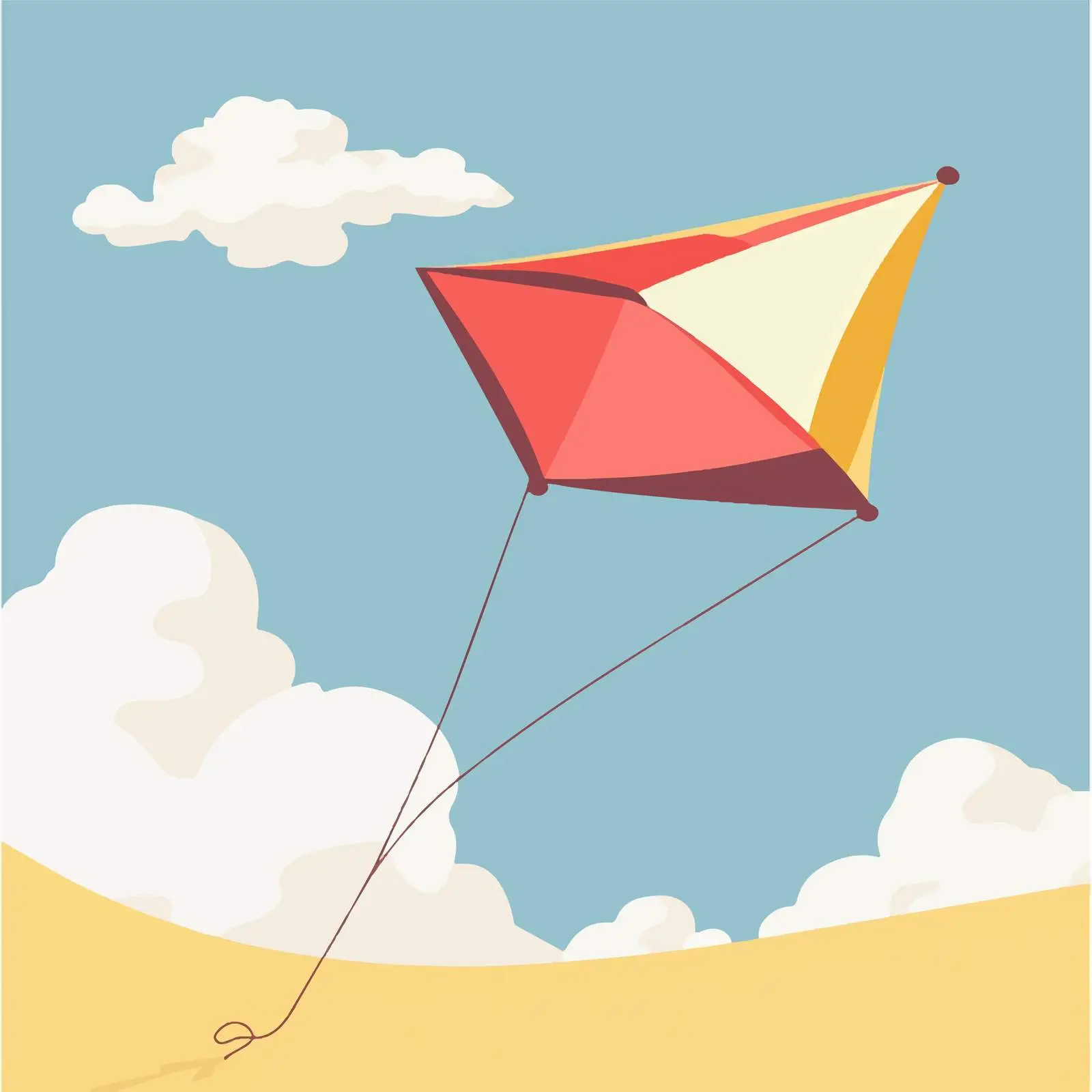 Colorful Kite Flying Vector Illustration — free download from Dotvec