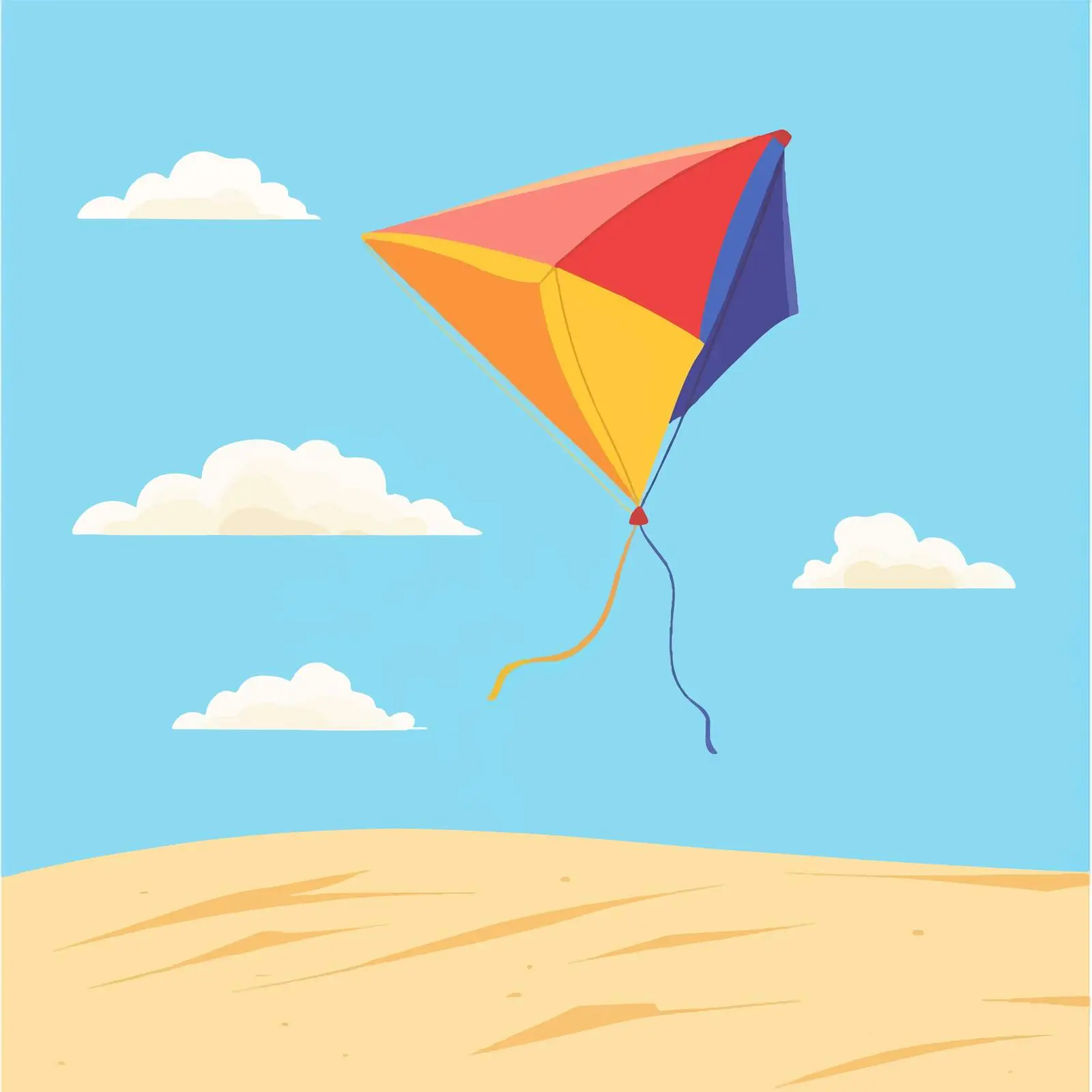 Colorful Kite Flying Vector Illustration — free download from Dotvec