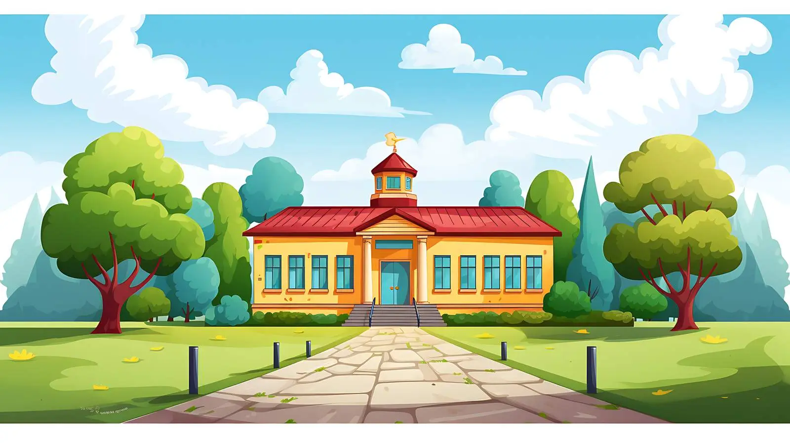 Vibrant School Architecture Illustration — free download from Dotvec