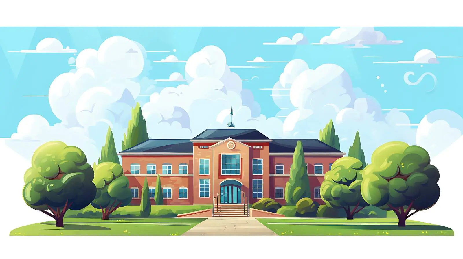 School Building under Sky Illustration — free download from Dotvec