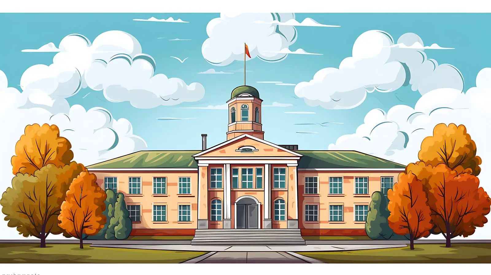 Vibrant School Building Illustration — free download from Dotvec