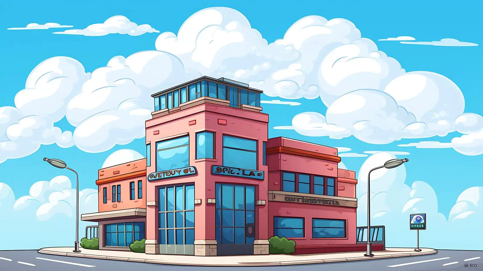 Urban Police Building Exterior with Sky — free download from Dotvec