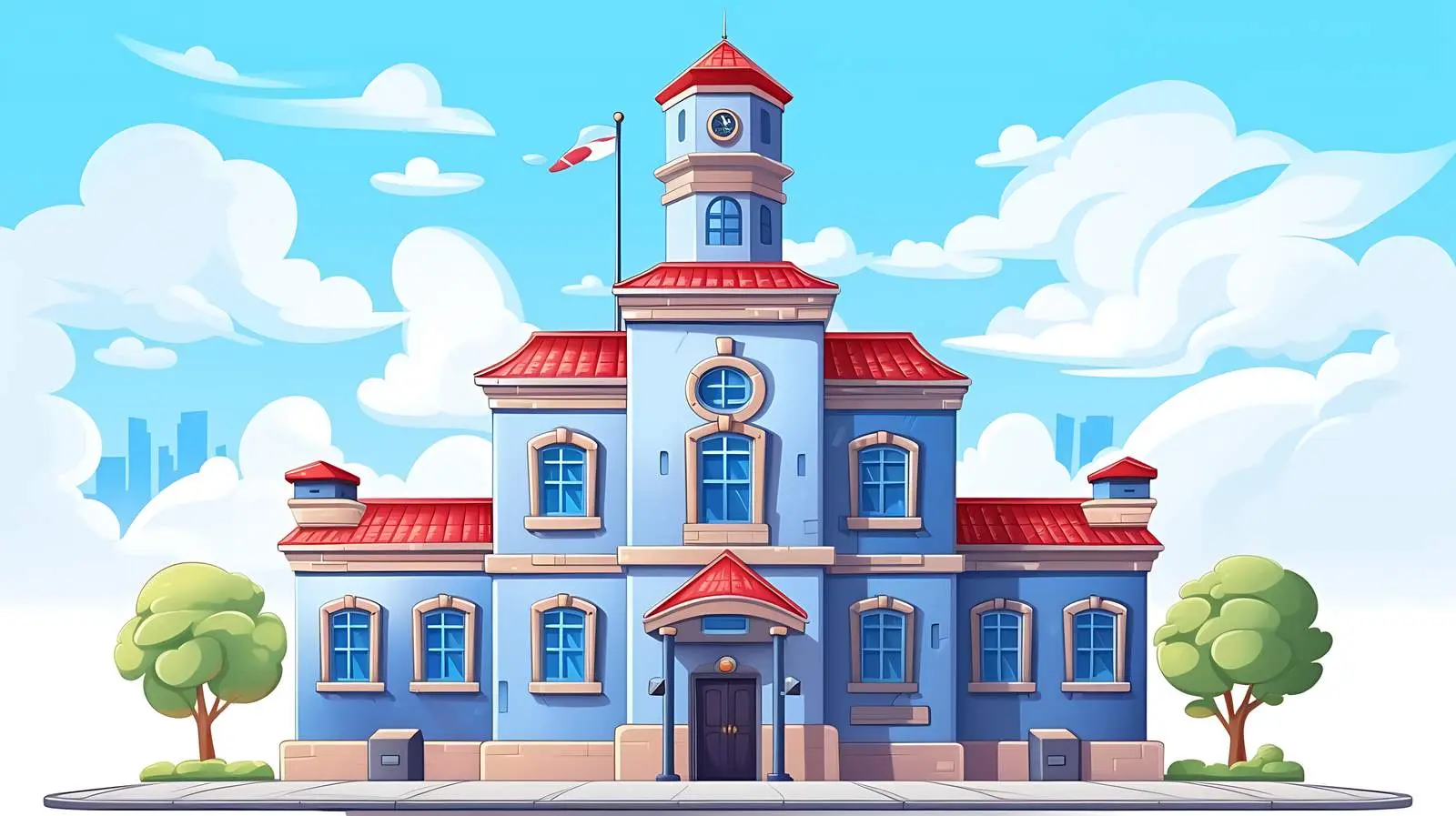 Urban Police Building with Sky View — free download from Dotvec