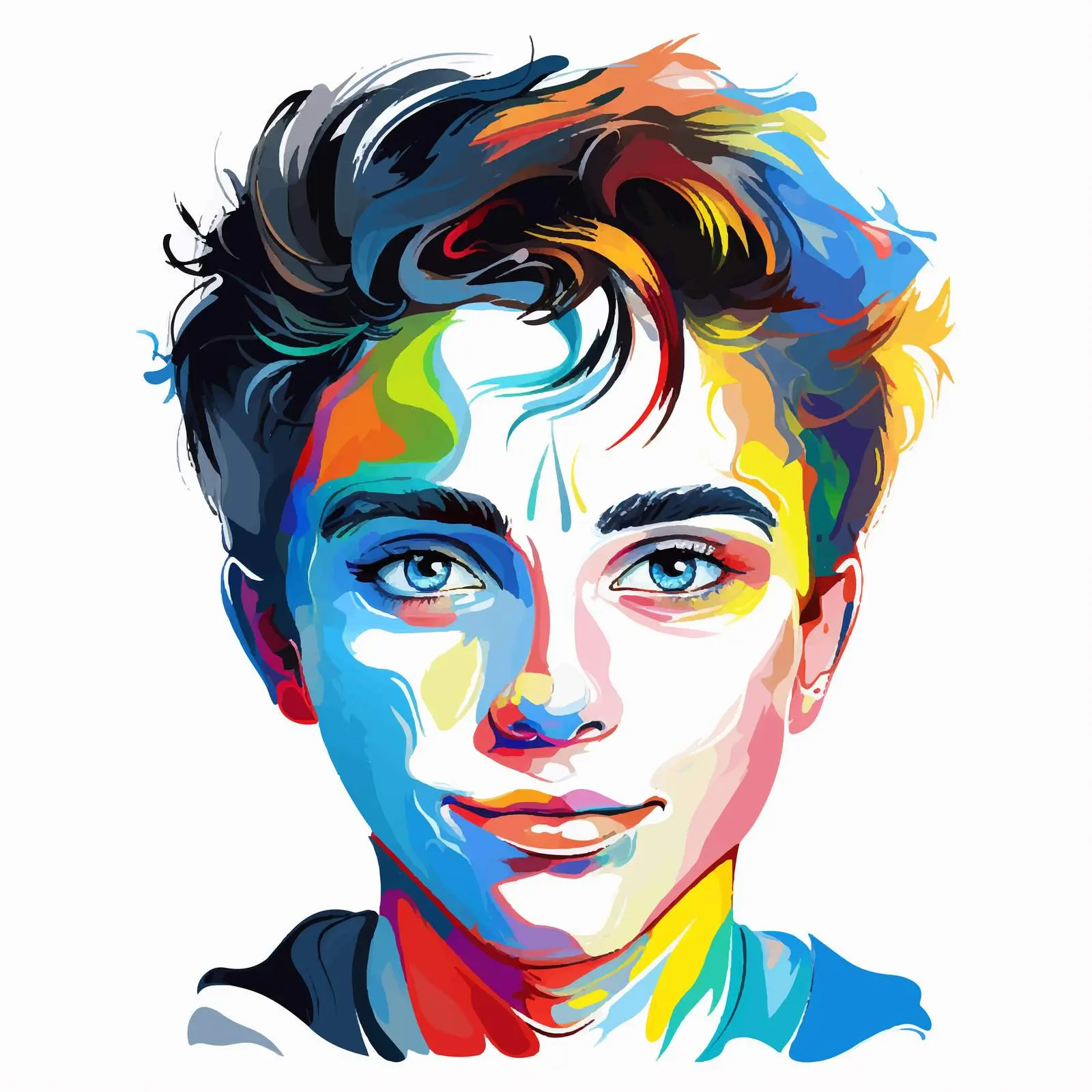 Colorful and Black-and-White Boy Face Illustration — free download from Dotvec