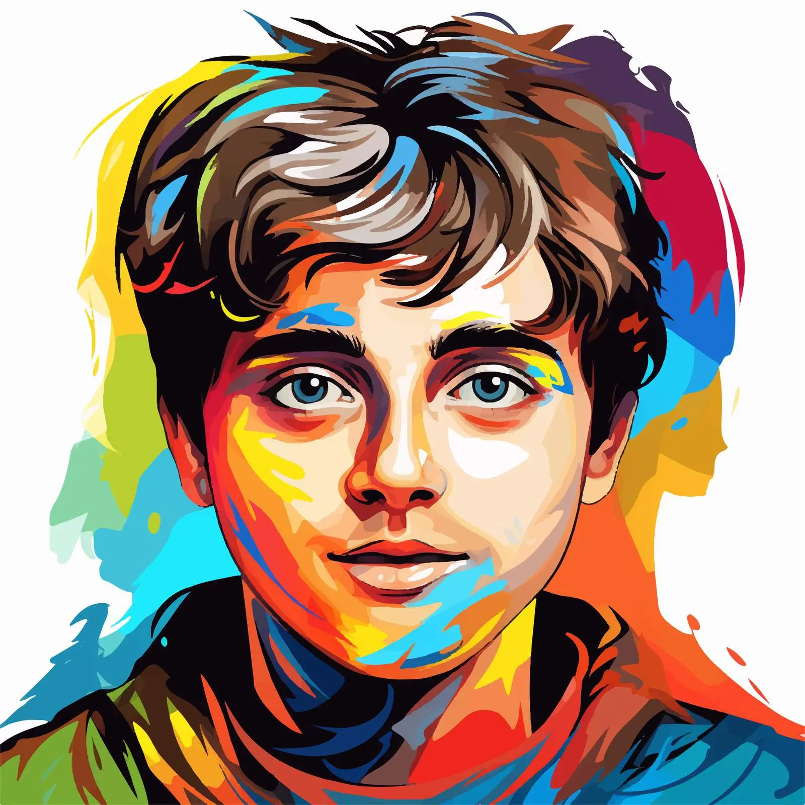 Colorful Boy Face Illustration Vector Art — free download from Dotvec