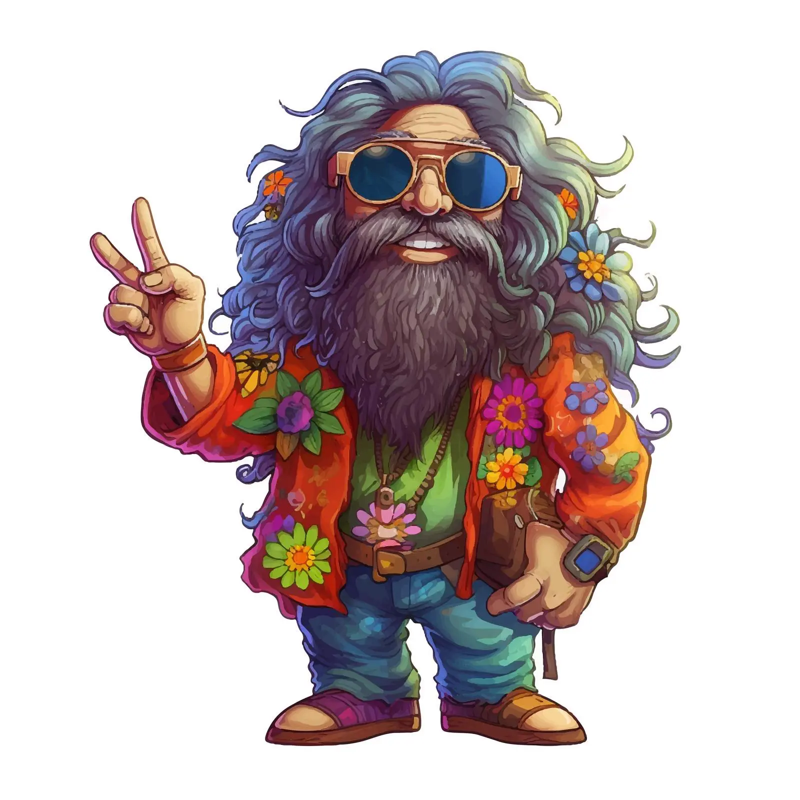 Vibrant Hippie Character Vector Art Design – free design for posters image from Dotvec