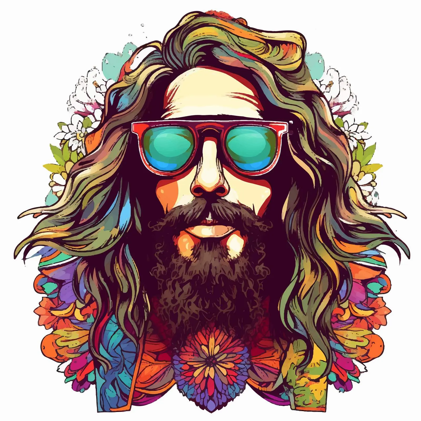 Colorful Hippie Character Vector Art Design — free download from Dotvec
