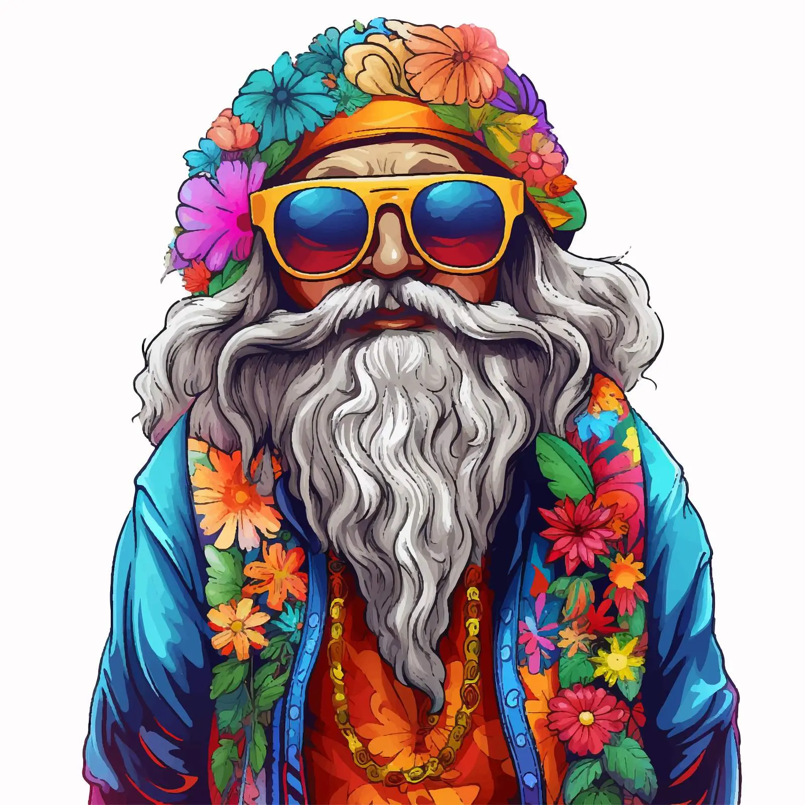 Colorful Hippie Character Vector Art — free download from Dotvec
