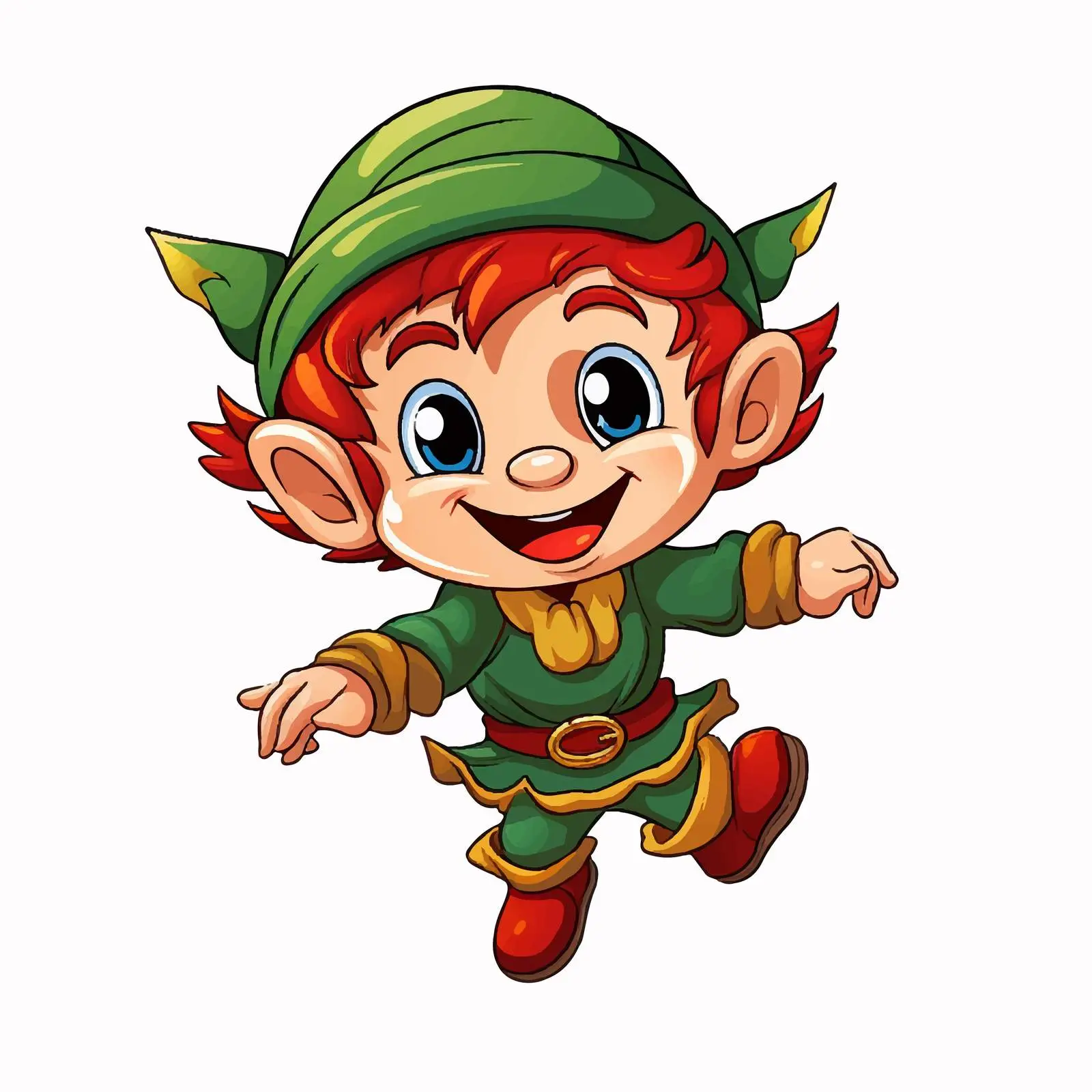 Colorful Happy Elf Line Art Illustration — free download from Dotvec