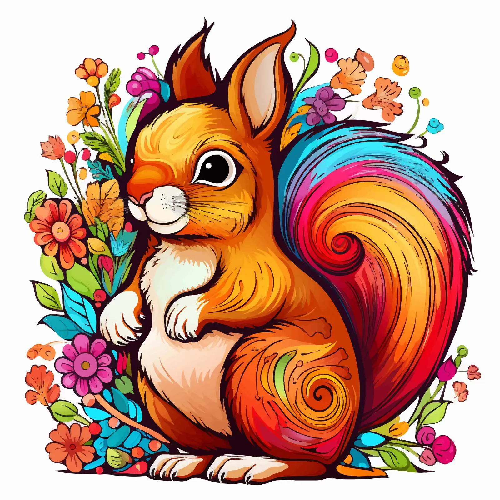 Happy Squirrel Vector Illustration in Colorful Style – free squirrels image from Dotvec