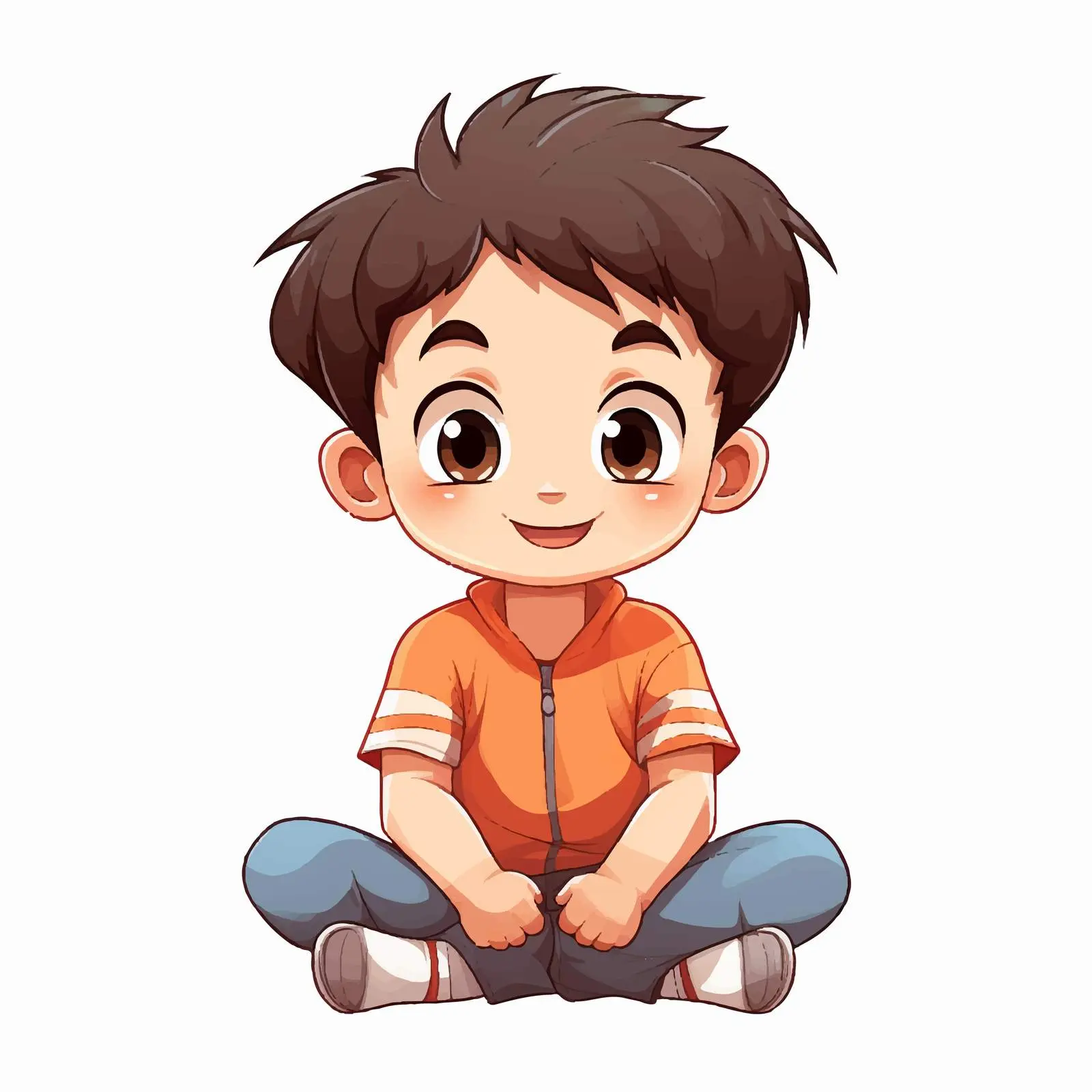 Colorful Line Art of Happy Child Sitting — free download from Dotvec